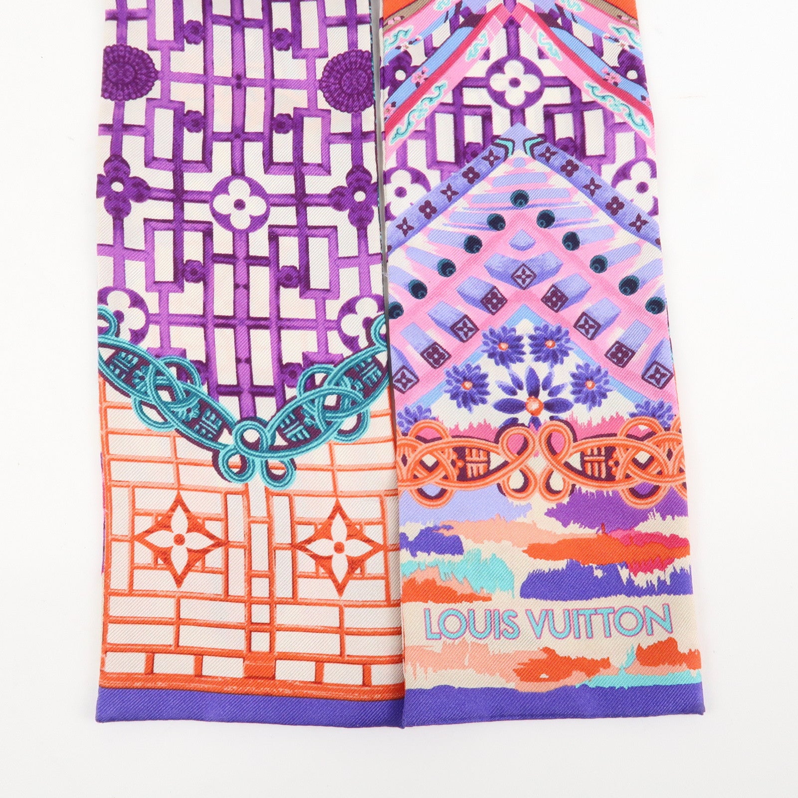 Louis Vuitton 100% Silk Bandeau Multicolor Purple Scarf Used