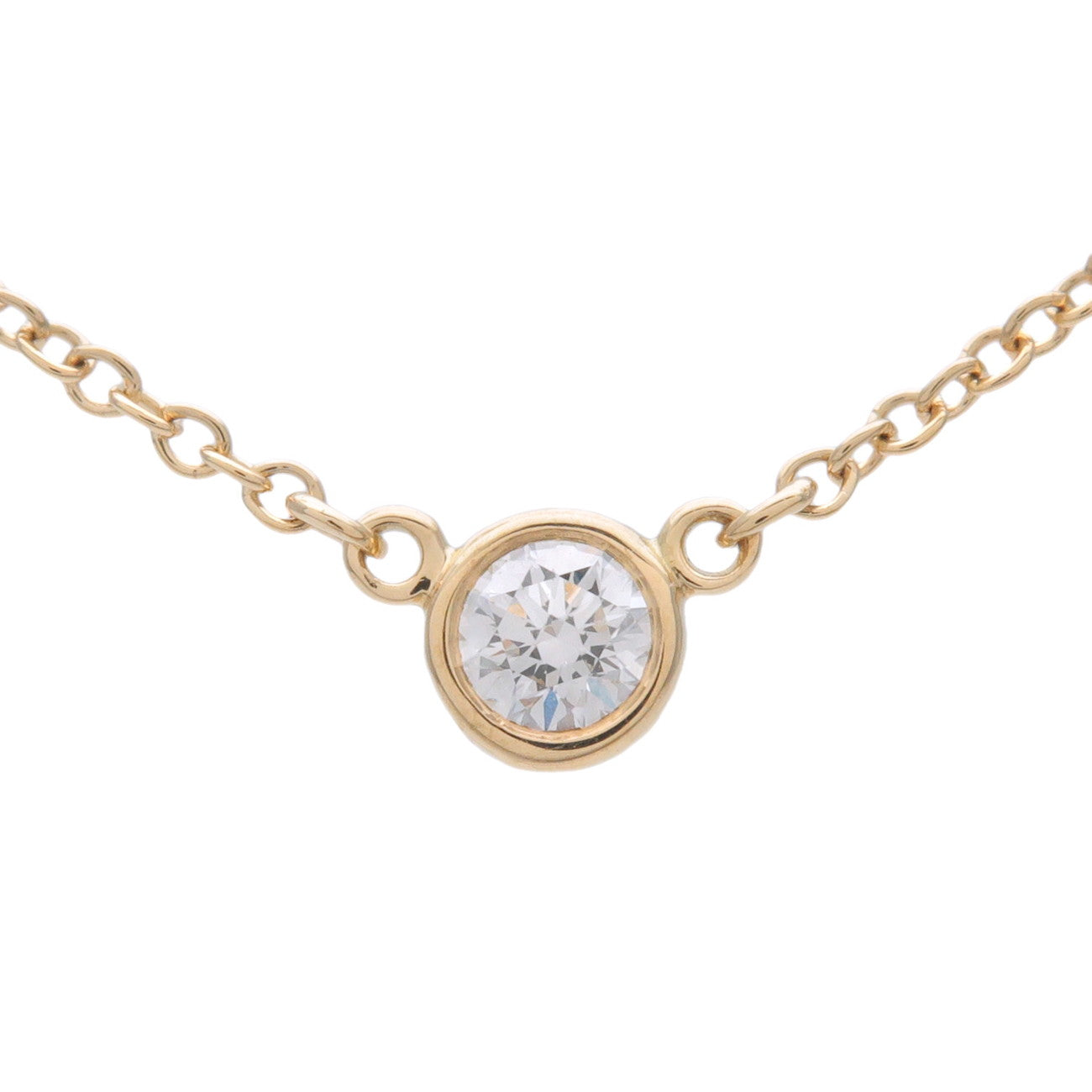 Tiffany & Co By The Yard 1P Diamond Necklace K18 750YG Yellow Gold
