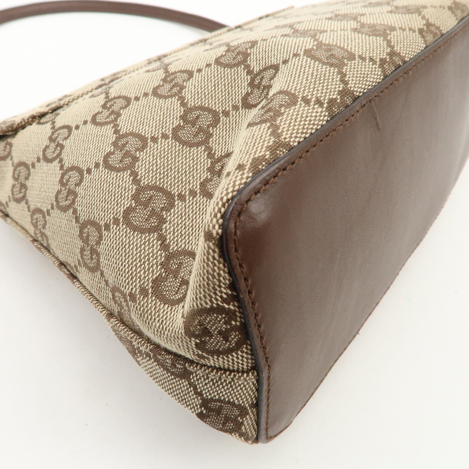 GUCCI GG Monogram Canvas Leather Shoulder Bag Beige Brown 90646