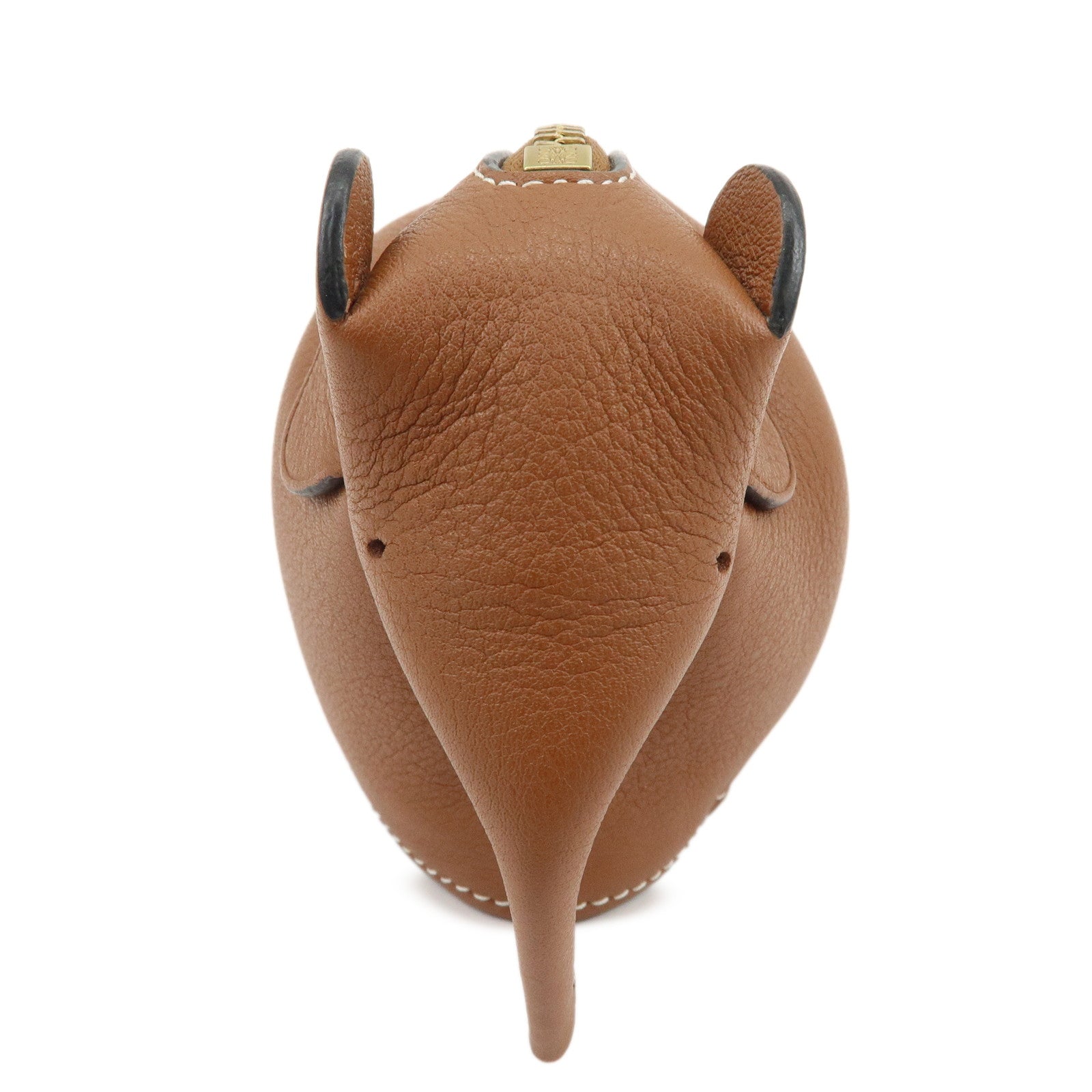 LOEWE Calf Leather Elephant Coin Case Coin Purse Brown