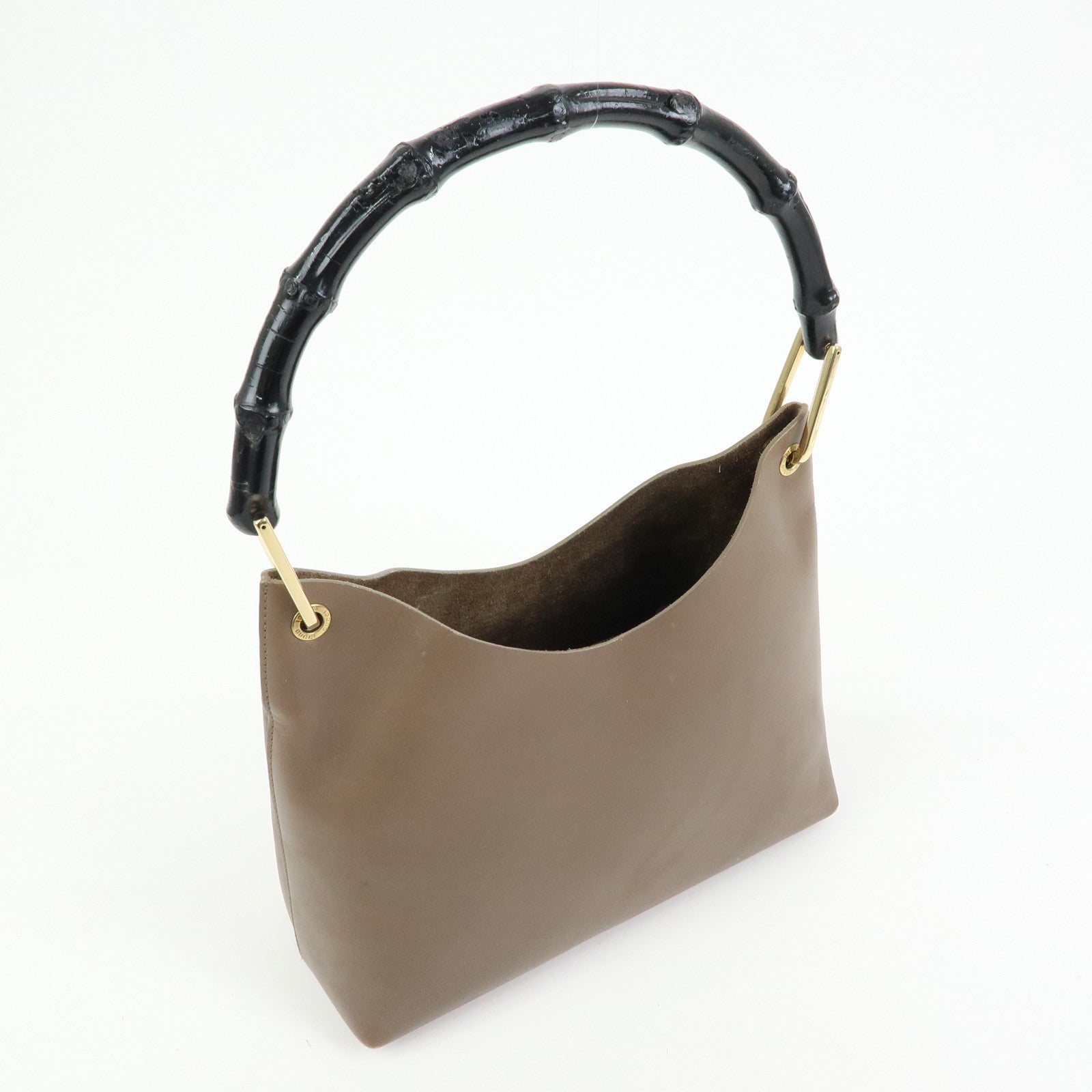 GUCCI Bamboo Leather Shoulder Bag Hand Bag Brown 001・2058・1883・0