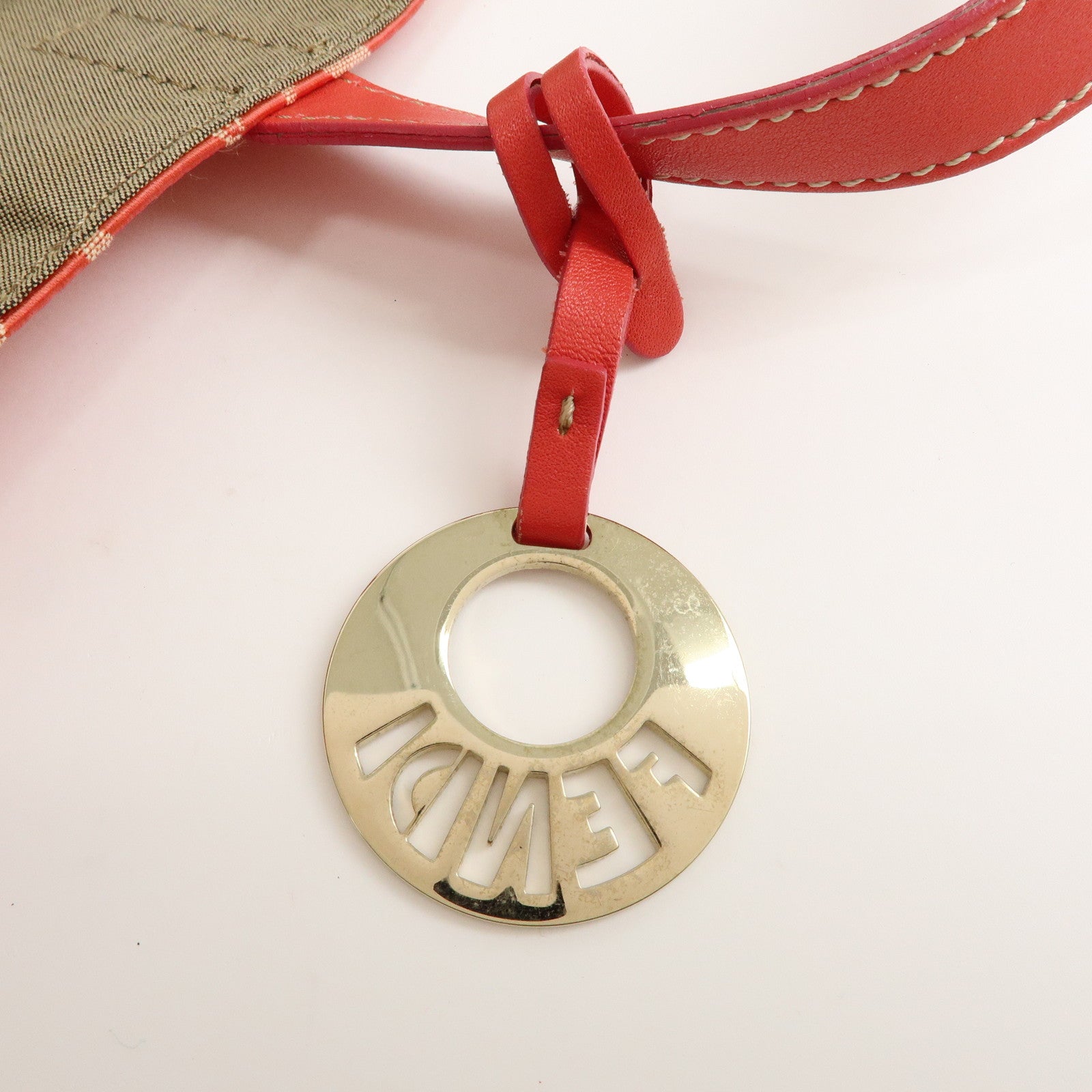 FENDI Canvas Leather Tote Bag Hand Bag Leopard Pink 8BH173