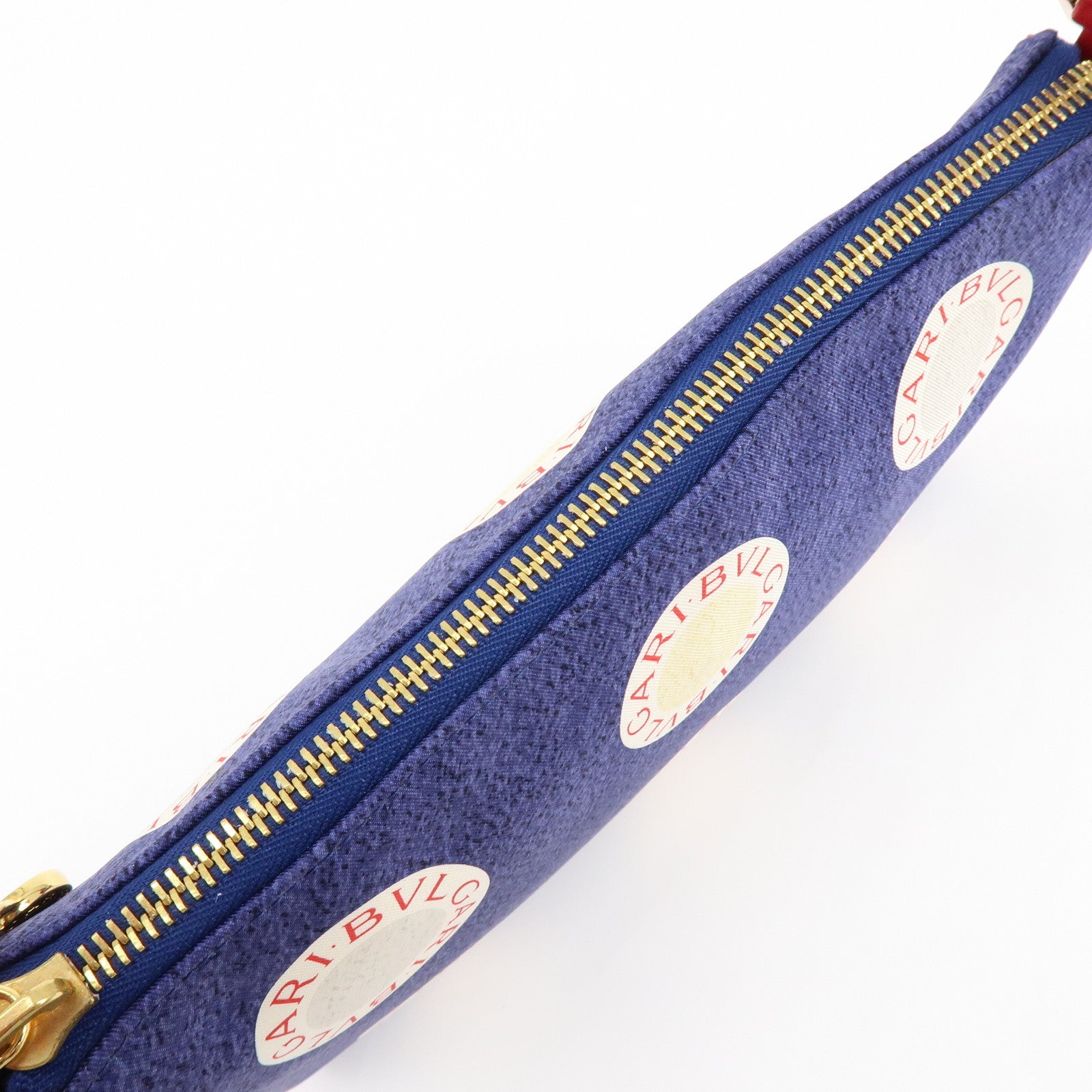 BVLGARI B-zero1 Canvas Leather Shoulder Bag Hand Bag Navy Red