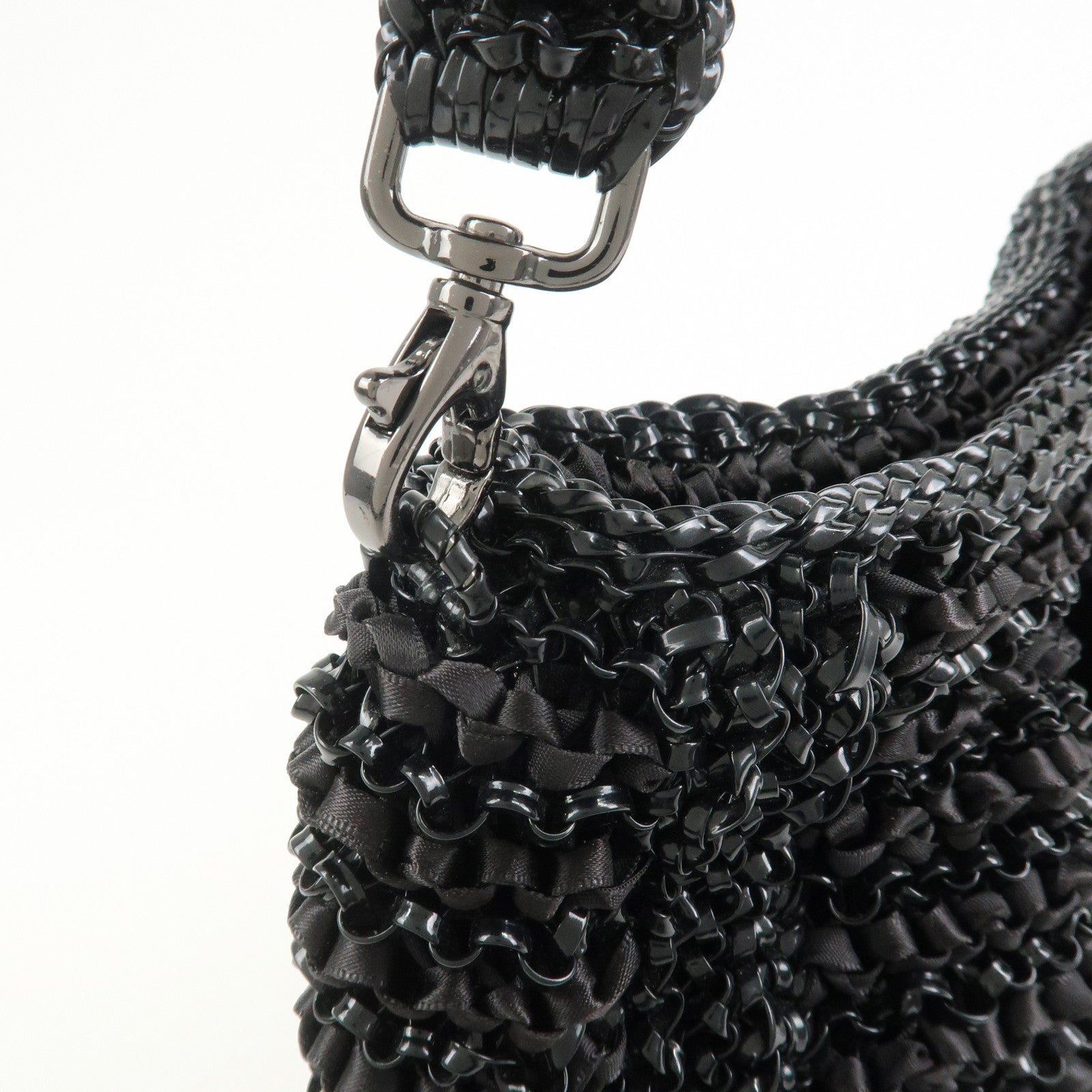 ANTEPRIMA Wire Bag PVC Satin Ribbon Shoulder Bag Hand Bag Black