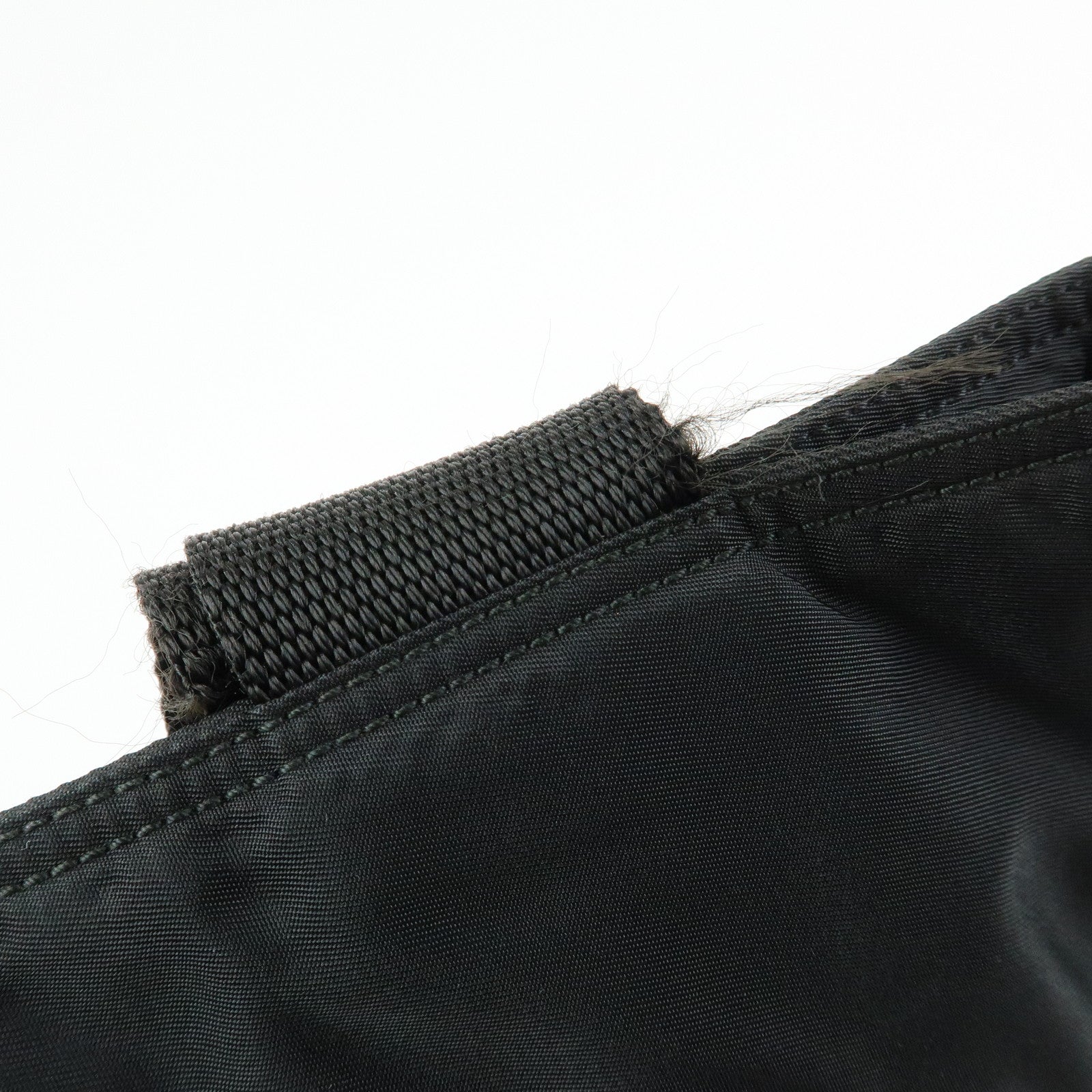 PRADA Triangle Logo Nylon Leather Tote Bag Shoulder Bag Black