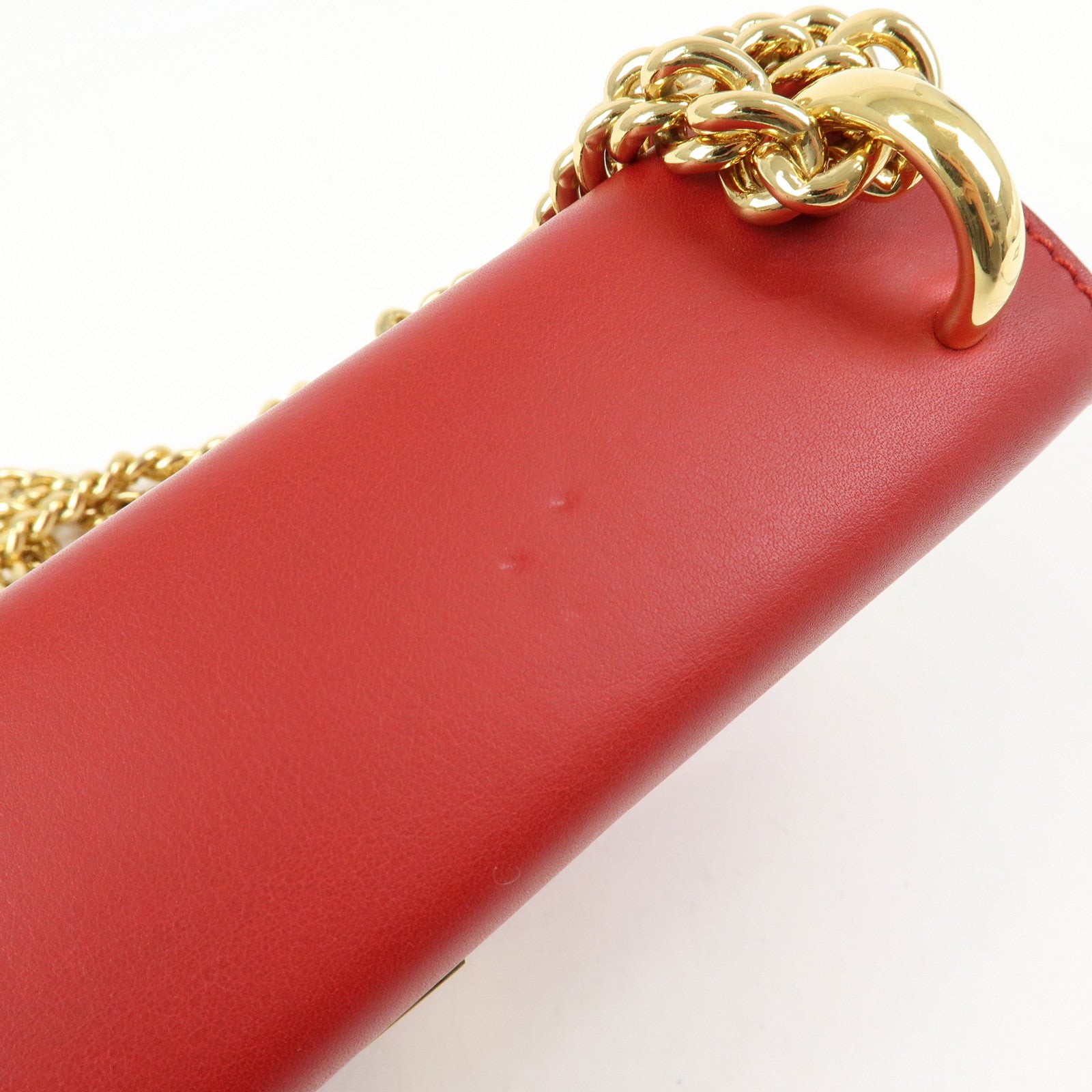 GUCCI Leather Chain Shoulder Bag Crossbody Bag Pink Red 409487