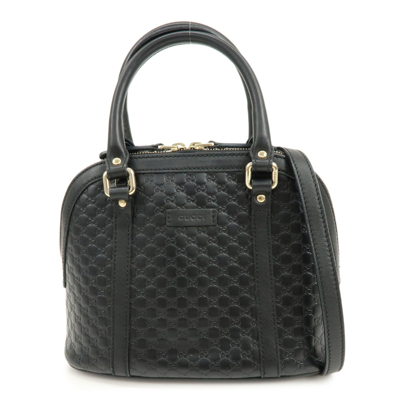 GUCCI Microguccissima Leather 2Way Bag Hand Bag Black 449654