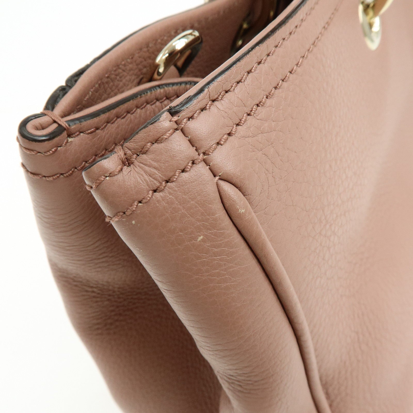 GUCCI Bamboo Shopper Medium 2Way Bag Shoulder Bag Pink Beige 323660