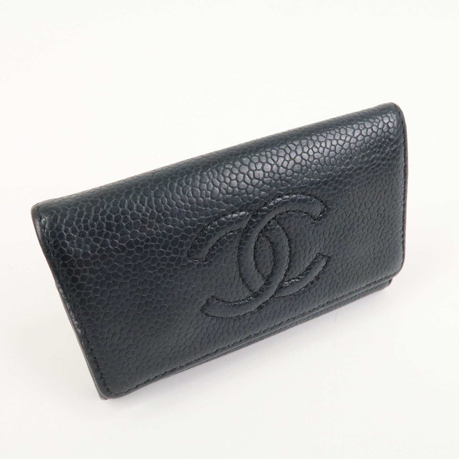 CHANEL COCO Mark Caviarskin Leather Key Case Key Holder Black