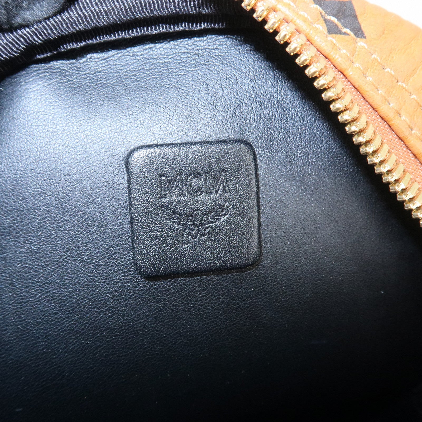 MCM Visetos PVC Leather Backpack Rucksack Studs Cognac