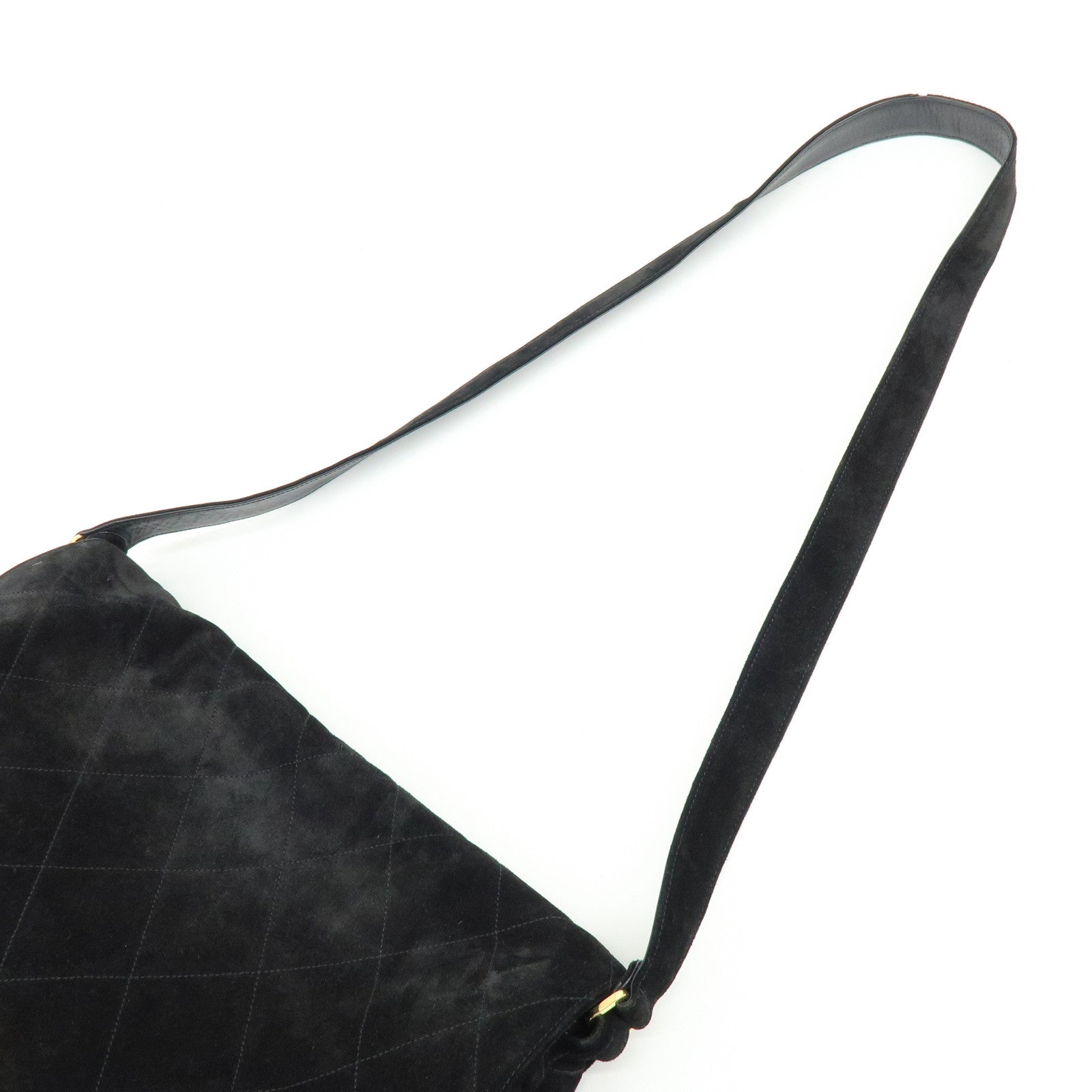 CHANEL Matelasse COCO Mark Suede Lamb Skin Shoulder Bag Black