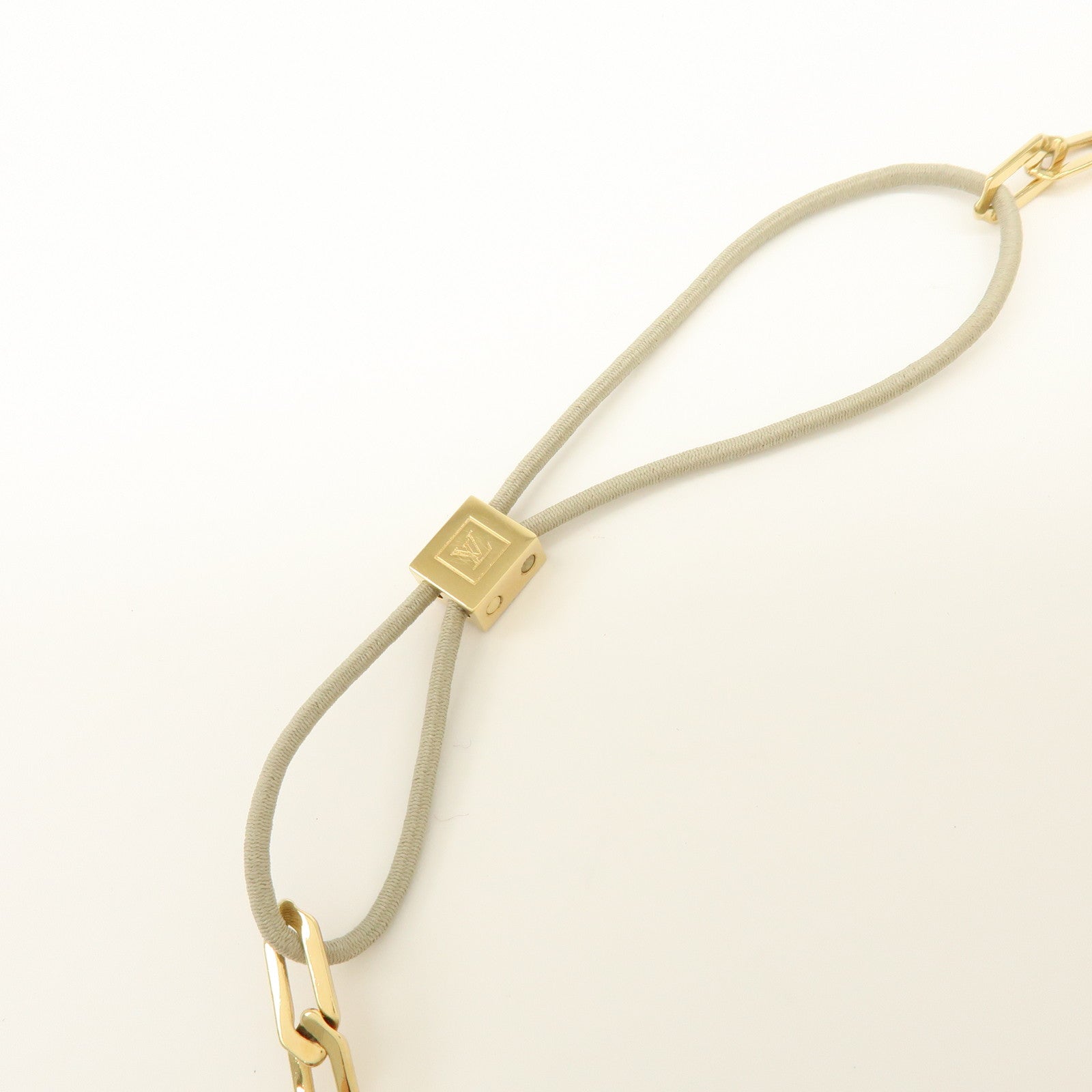 Louis Vuitton Monogram Metal Chain Head Band Hair Accessory Gold