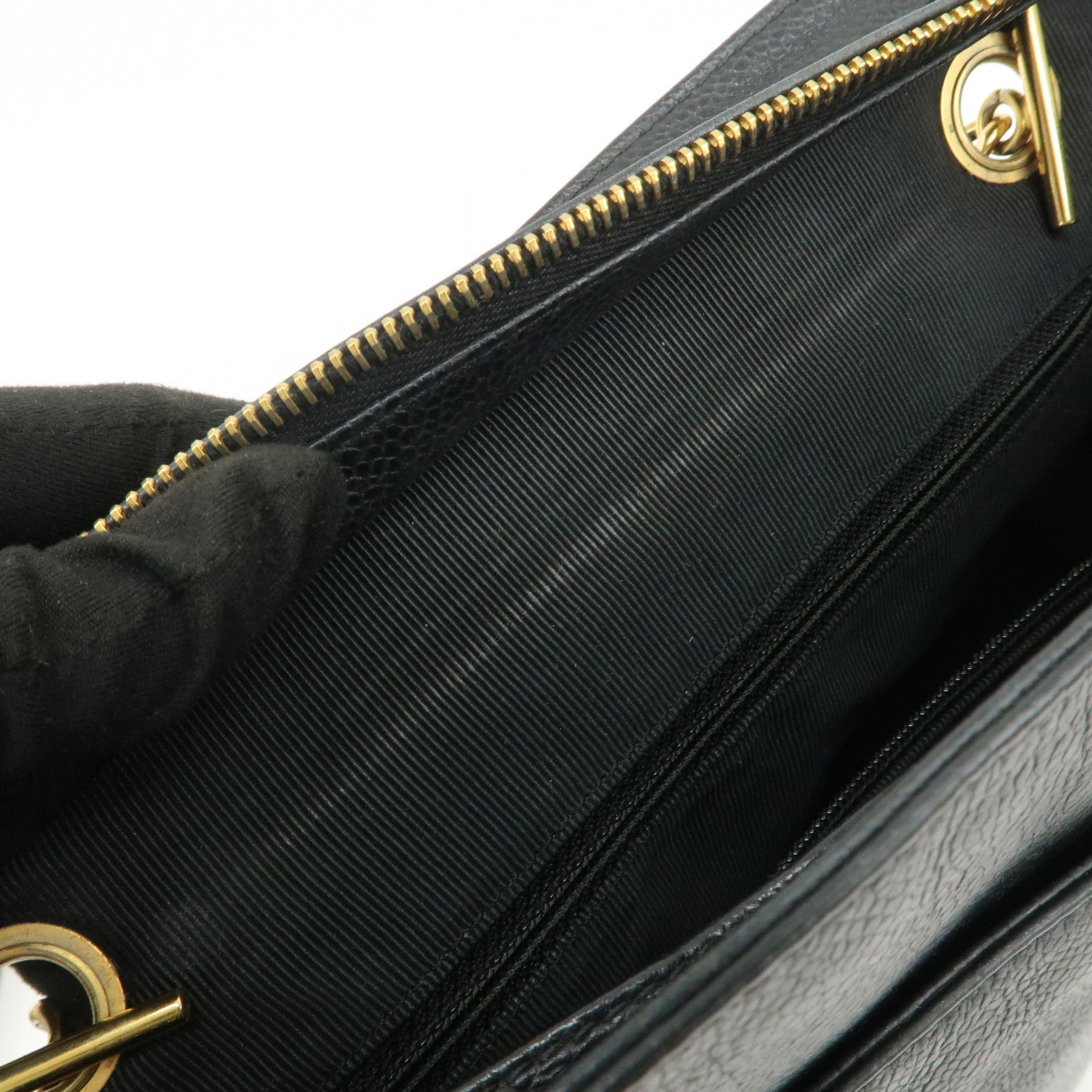 CHANEL Triple COCO Mark Caviarskin Chain Shoulder Bag Black