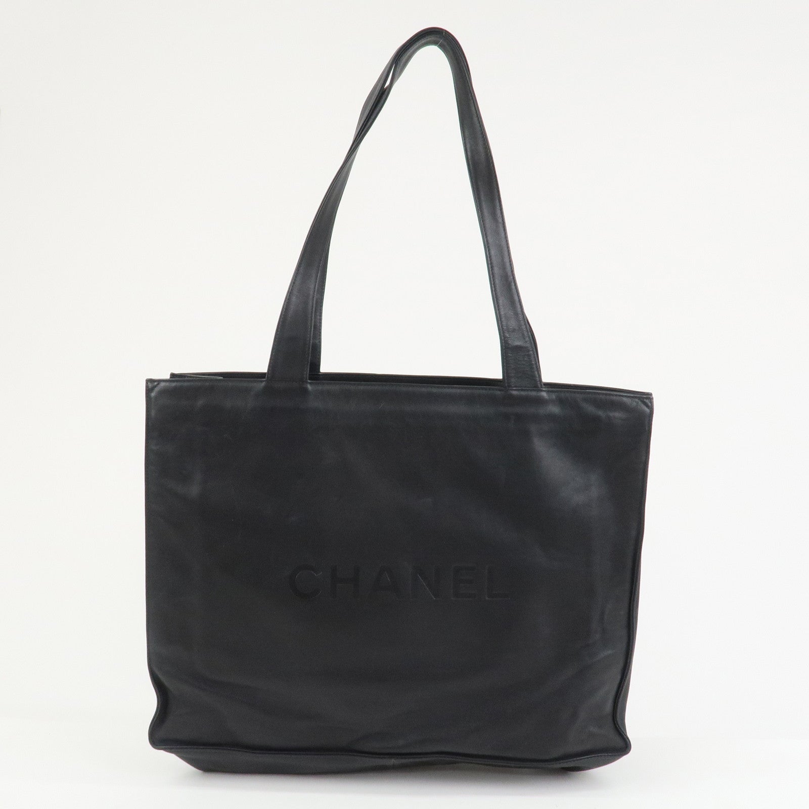 CHANEL COCO Mark Calf Leather Tote Bag Shoulder Bag Black