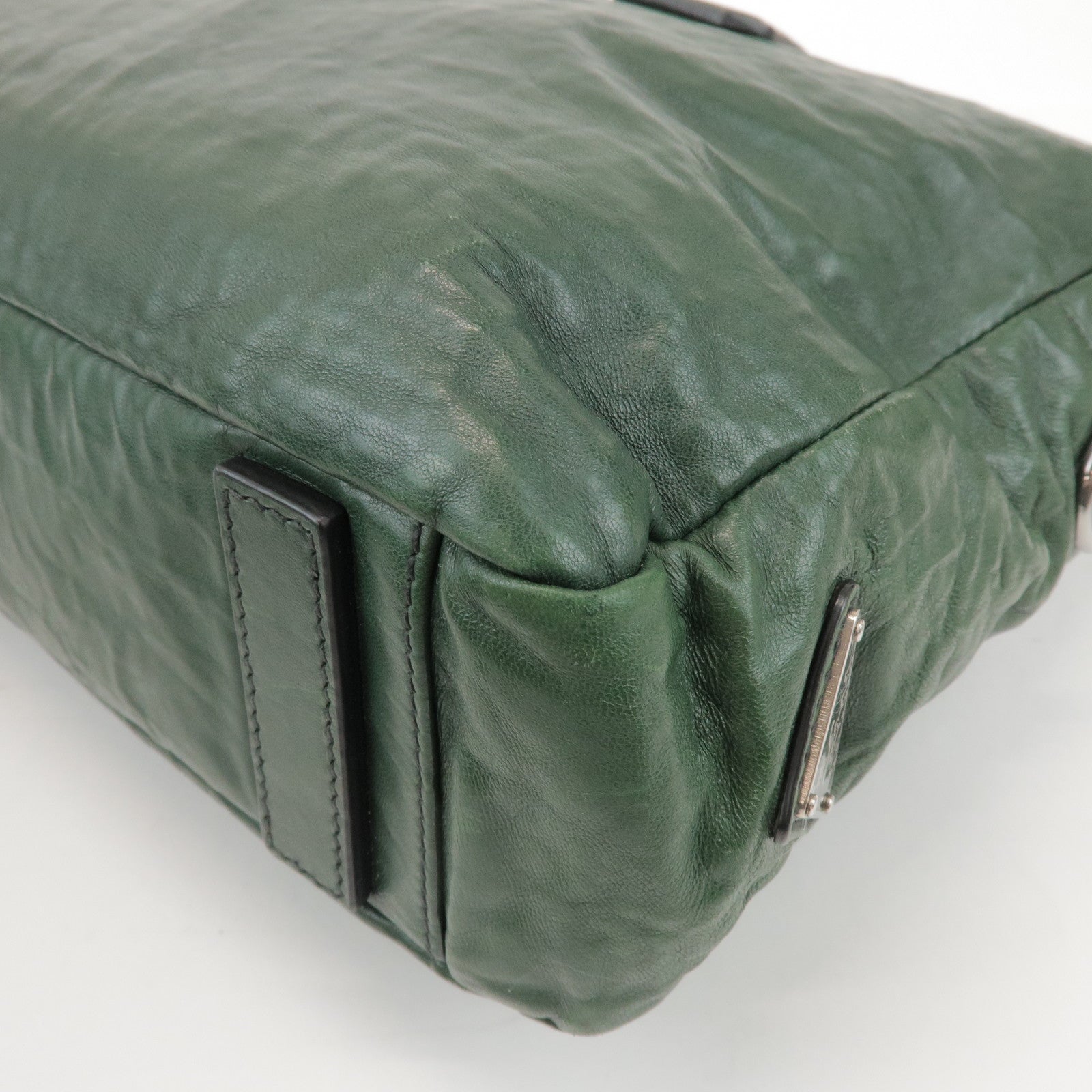 PRADA Triangle Logo 2Way Leather Hand Bag Shoulder Bag Green