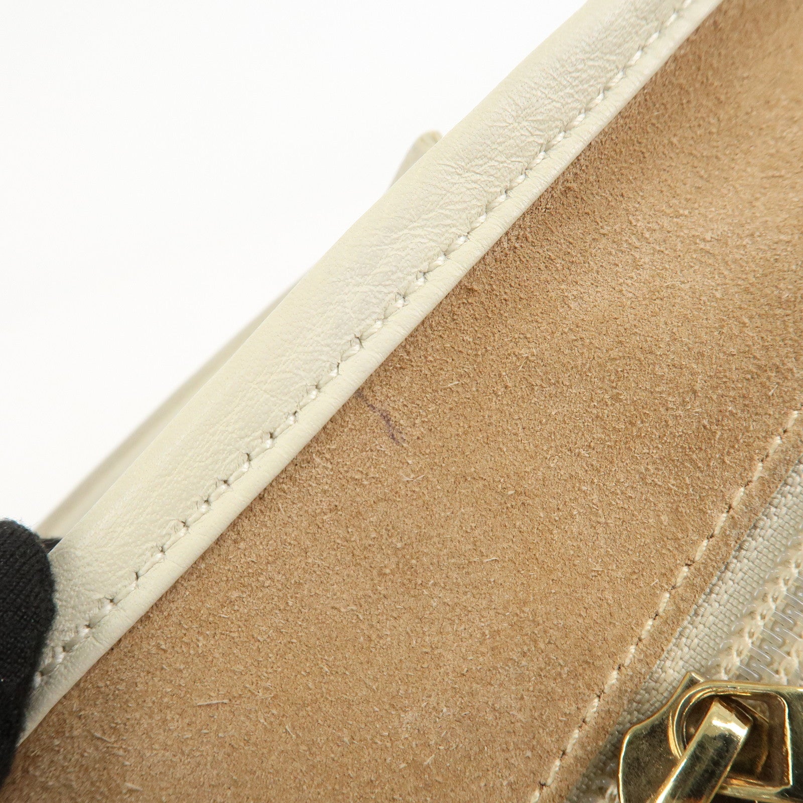 LOEWE Anagram Leather Amazona 35 Hand Bag Tote Bag Beige Ivory