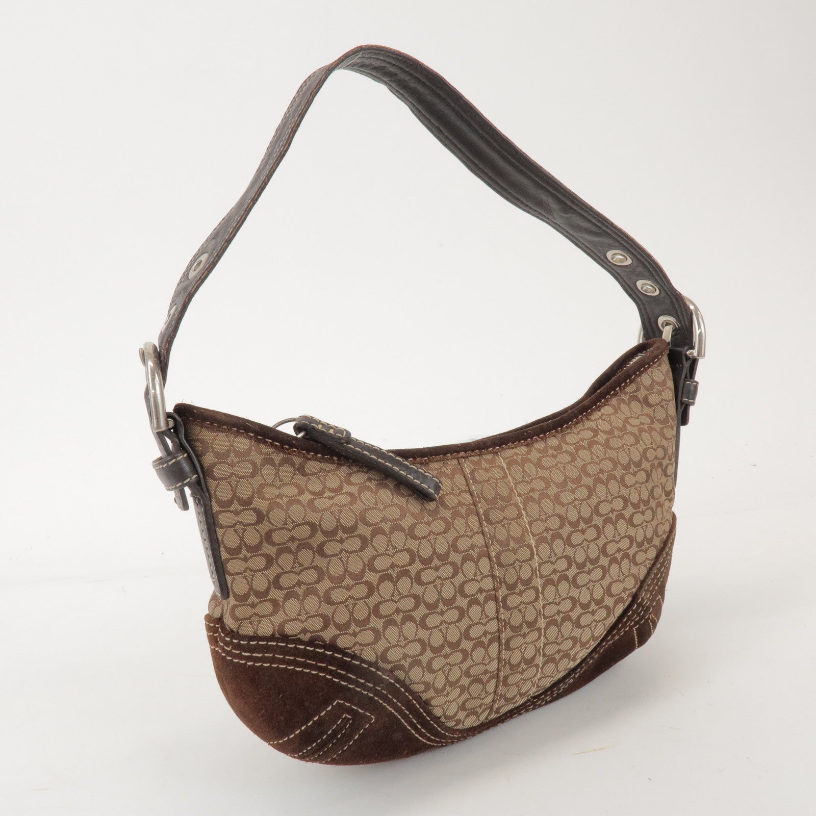 COACH Signature Set of 2 Canvas Leather Suede Shoulder Bag