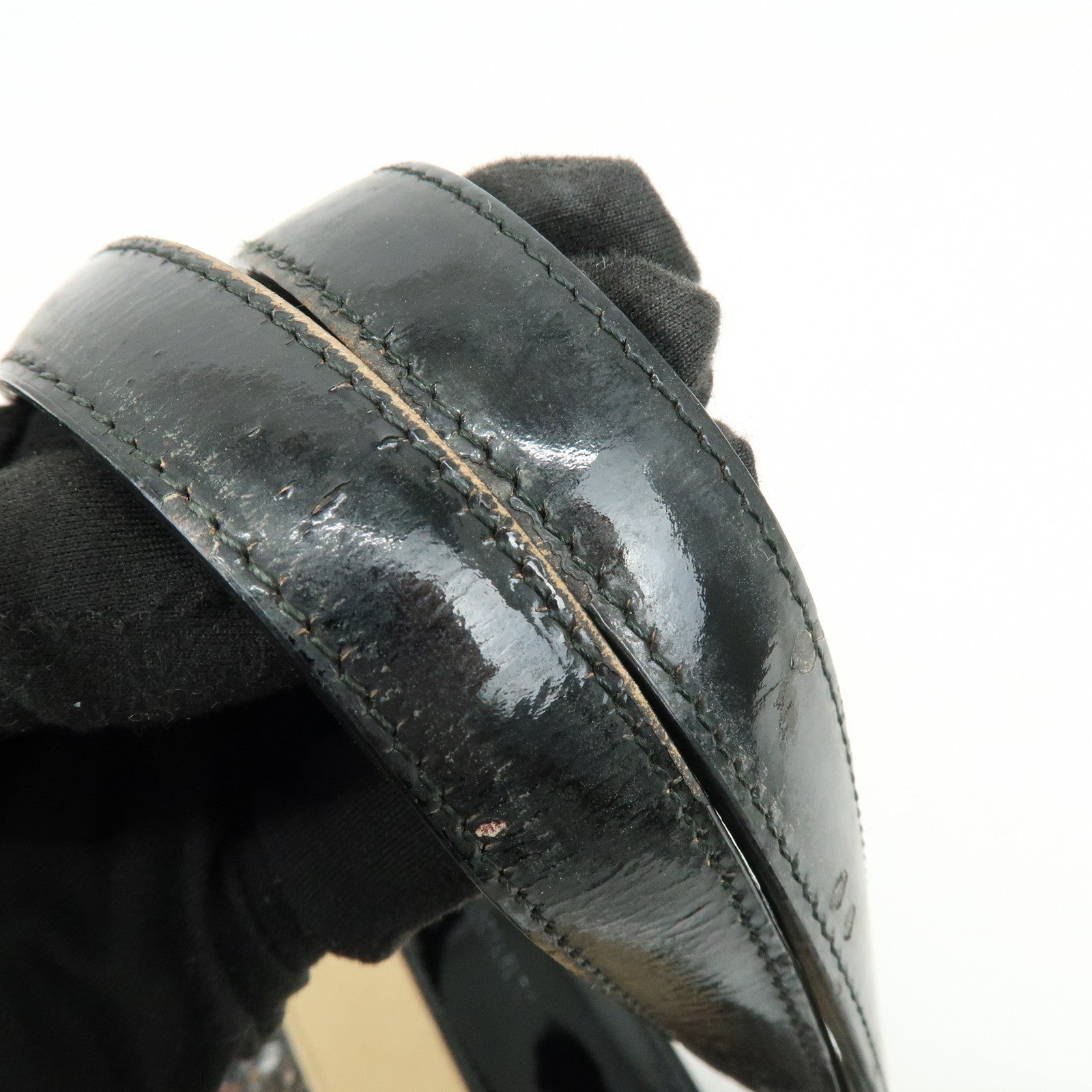 BURBERRY Tweed Patend leaether Suede Tote Bag Beige Black