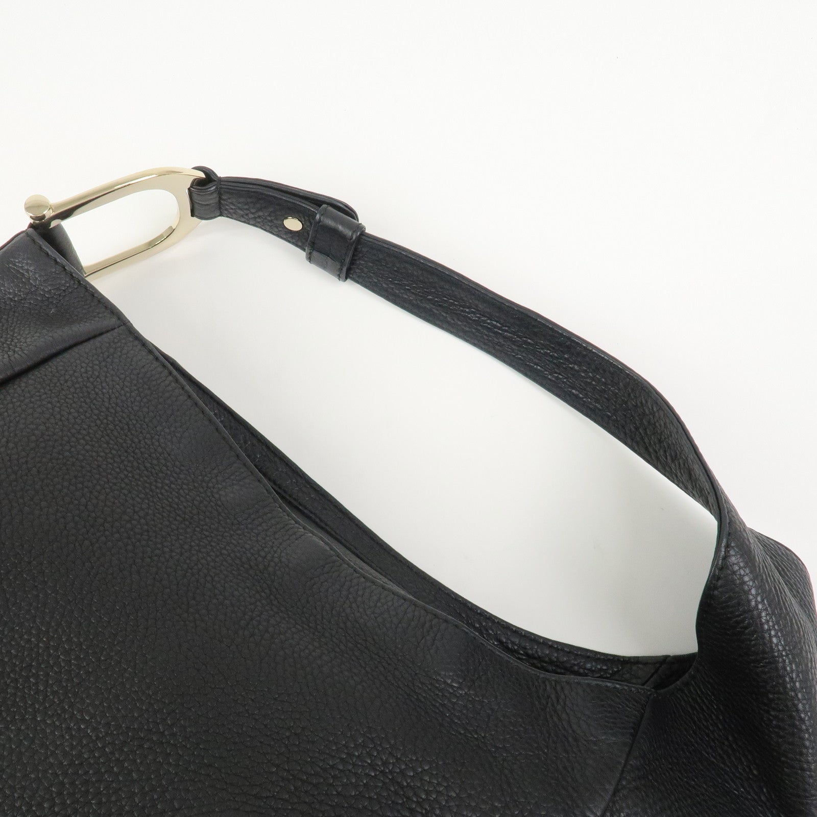 GUCCI Greenwich Logo Leather Shoulder Bag Hand Bag Black 257050