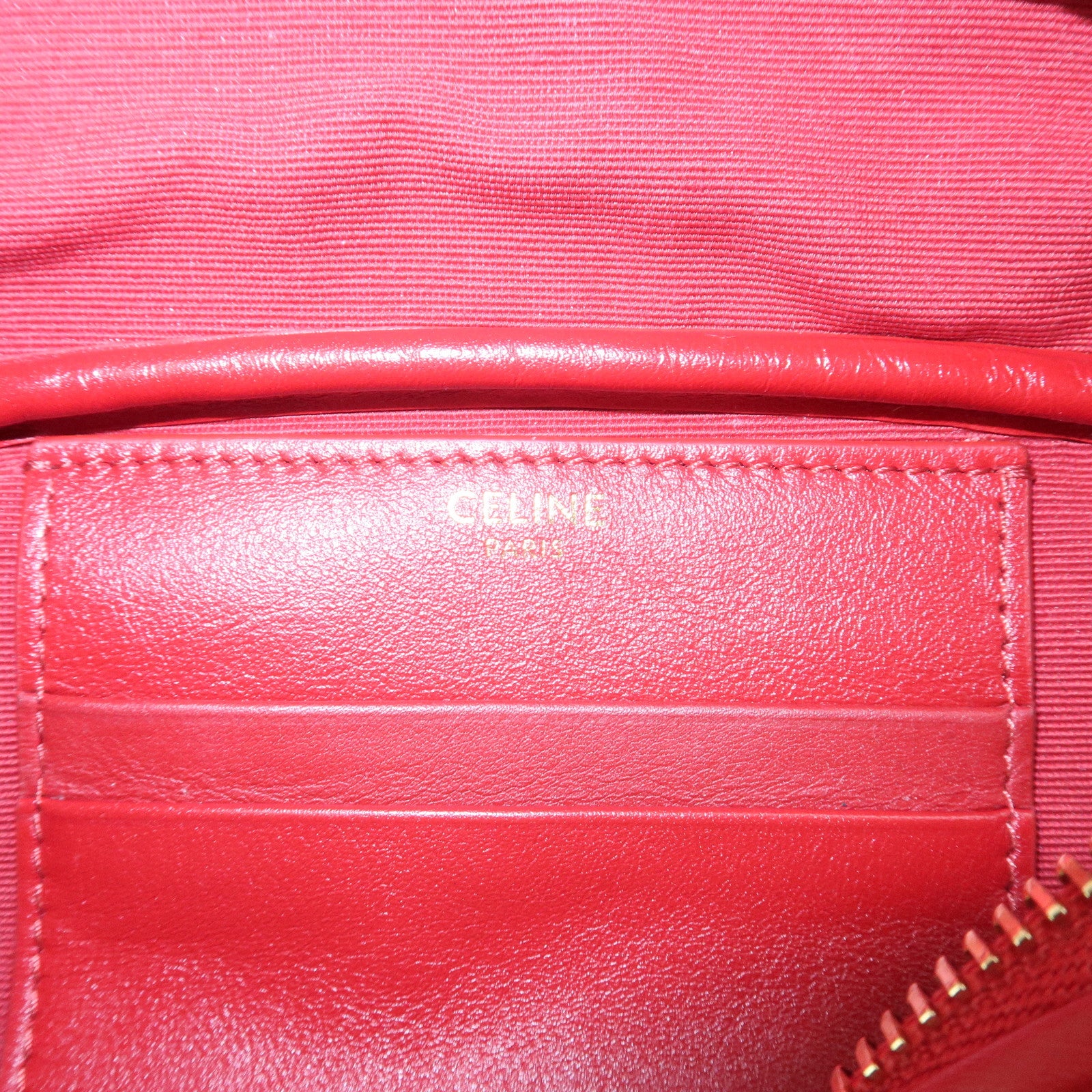CELINE Leather C Charm Waist Bag Body Bag Red