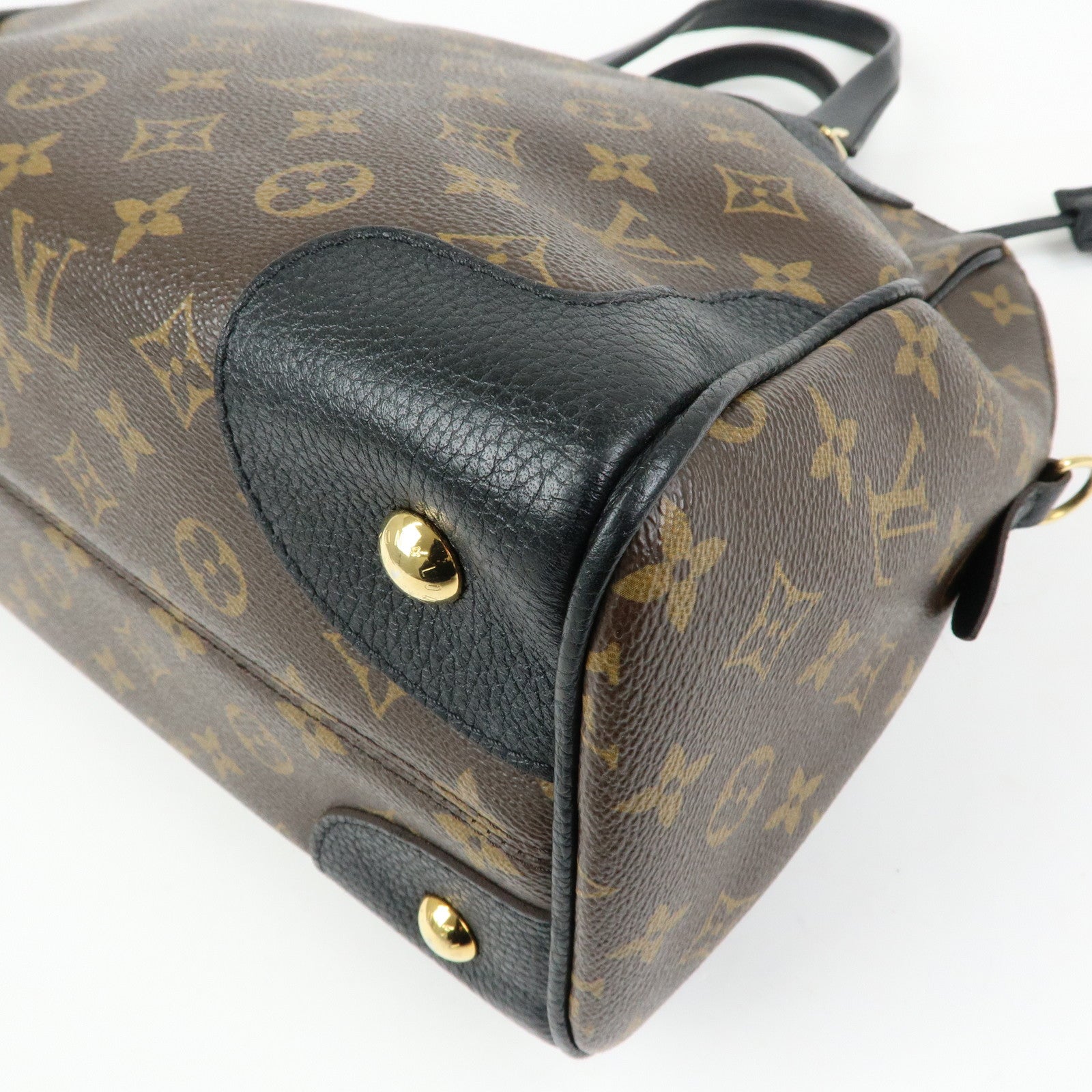 Louis Vuitton Monogram Canvas Leather Retiro Hand Bag Brown M50058