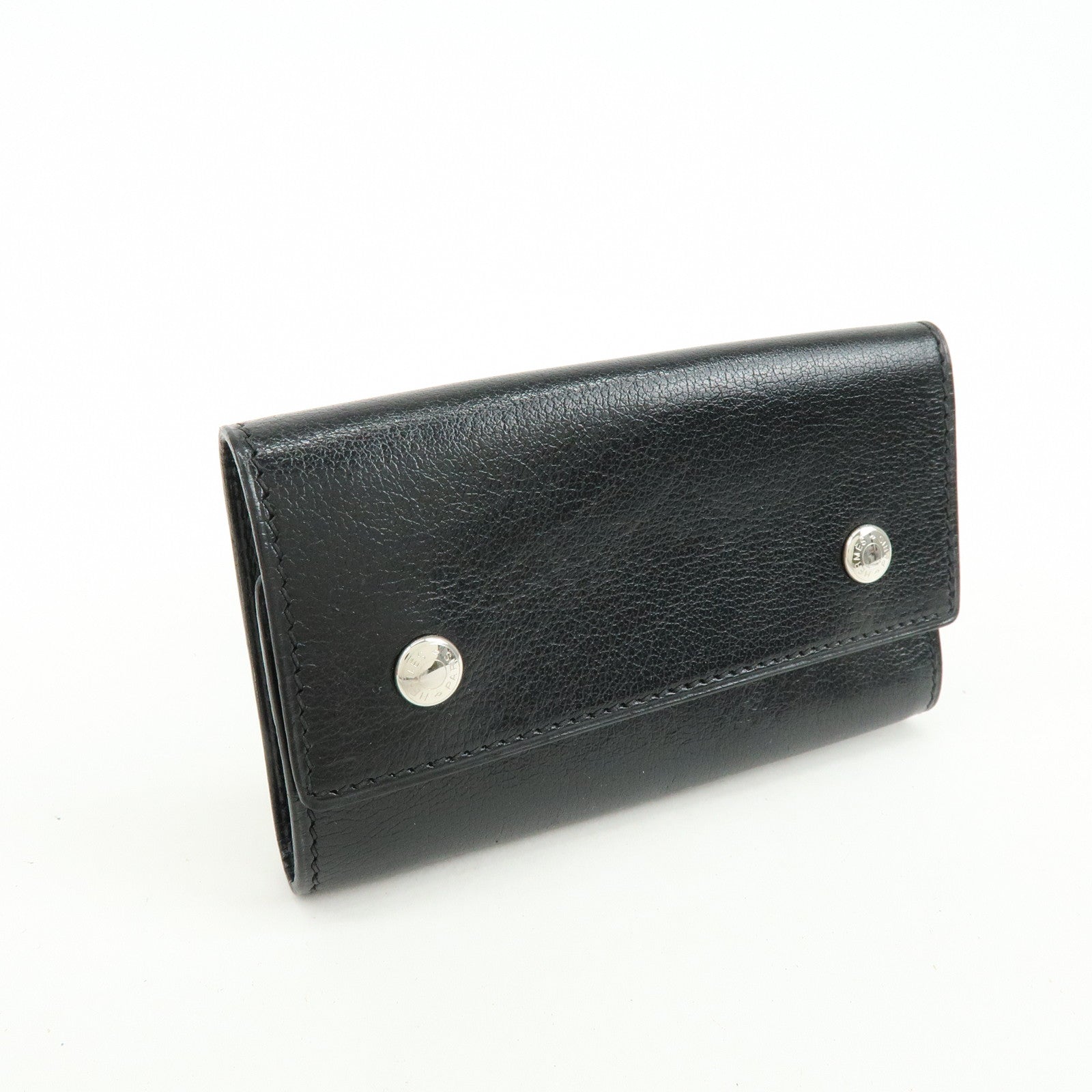 HERMES Serie Etui Cle 4 Box Calf Leather F Stamped Key Case Black