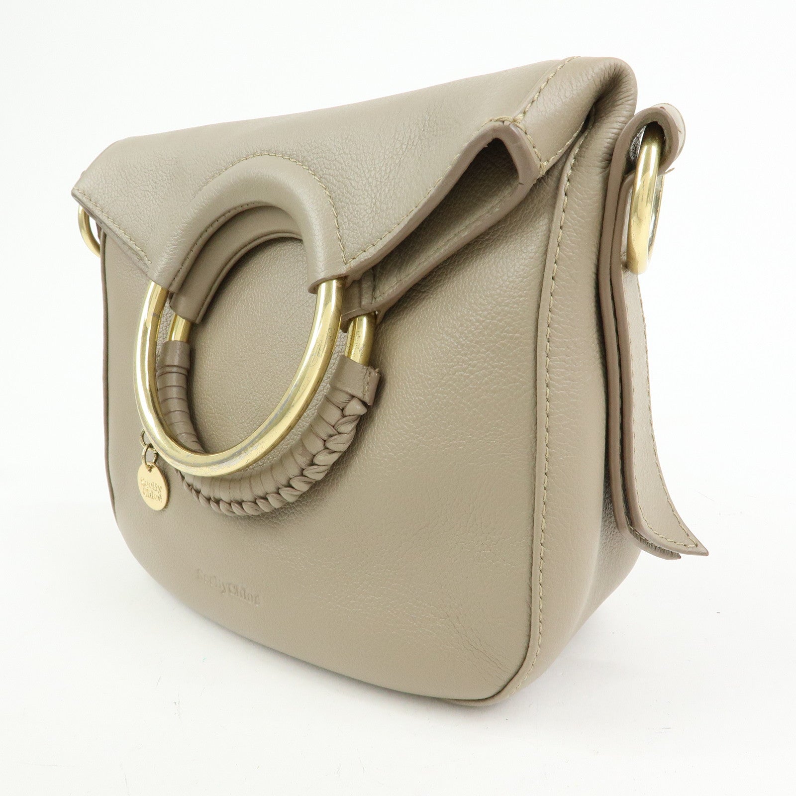 Chloe See by Chloe Joan Leather 2Way Bag Shoulder Hand Bag Gray