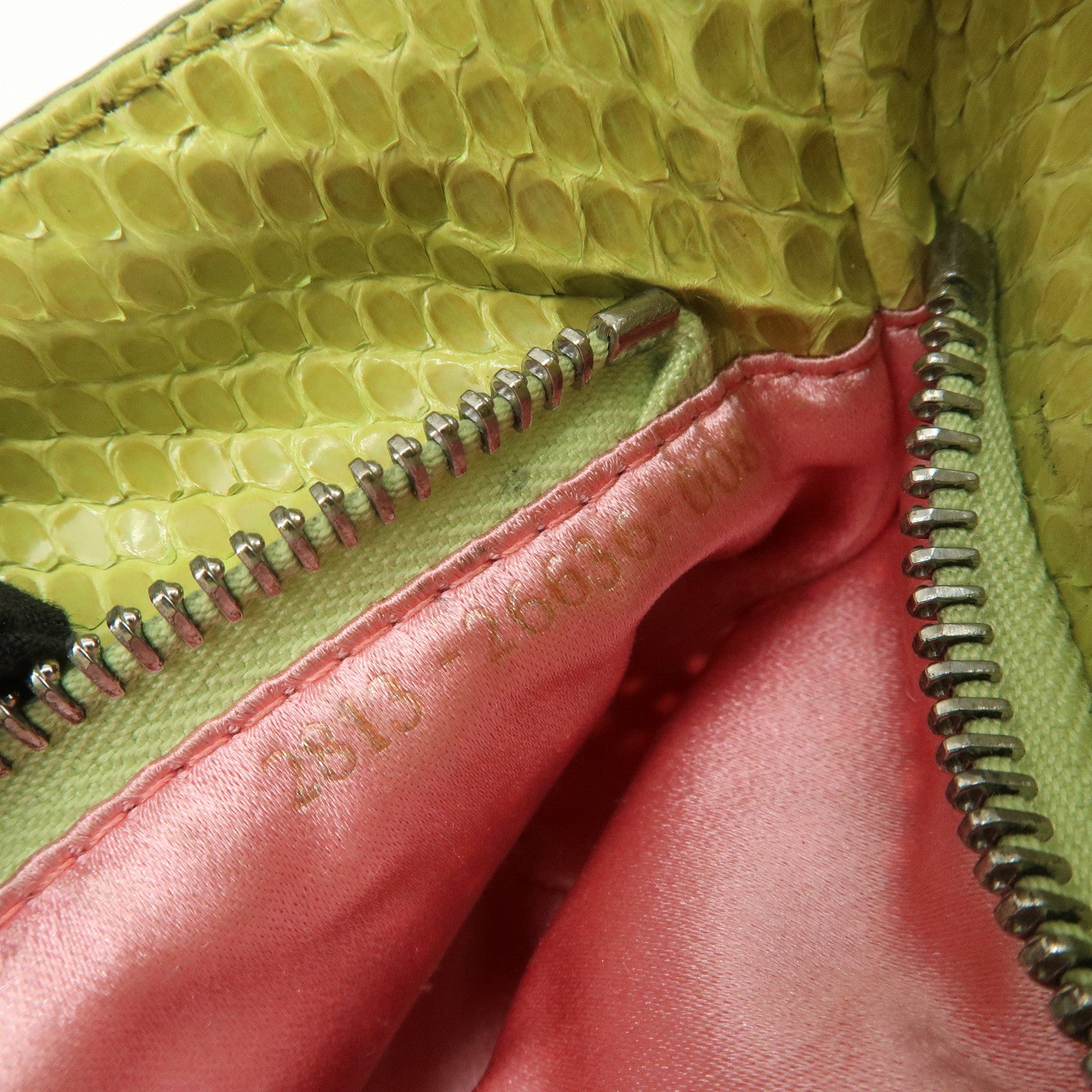 FENDI Patent Leather Mini Hand Bag Orange Lime Green 26636