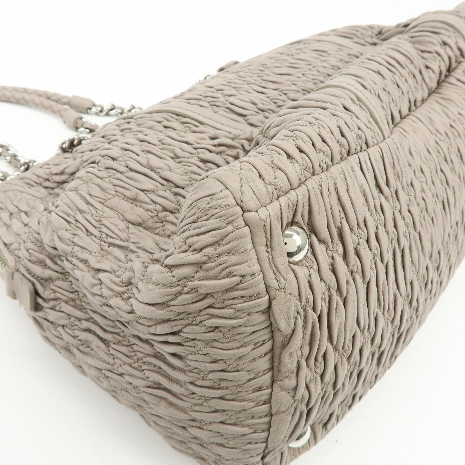 MIU MIU Matelasse Nappa Leather Tote Bag Shoulder Bag Gray