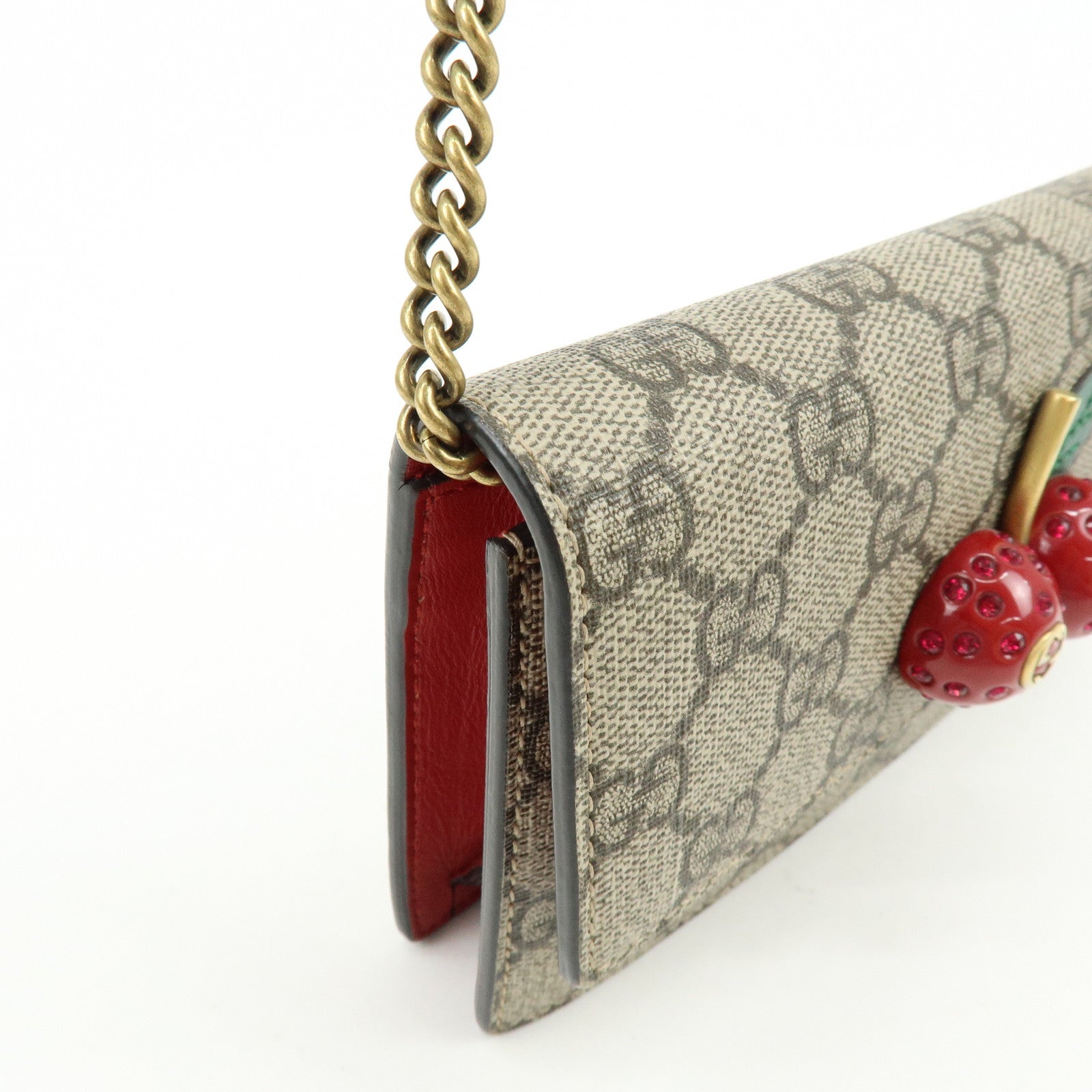 GUCCI GG Supreme Interlocking G Cherry Chain Shoulder Bag 481291