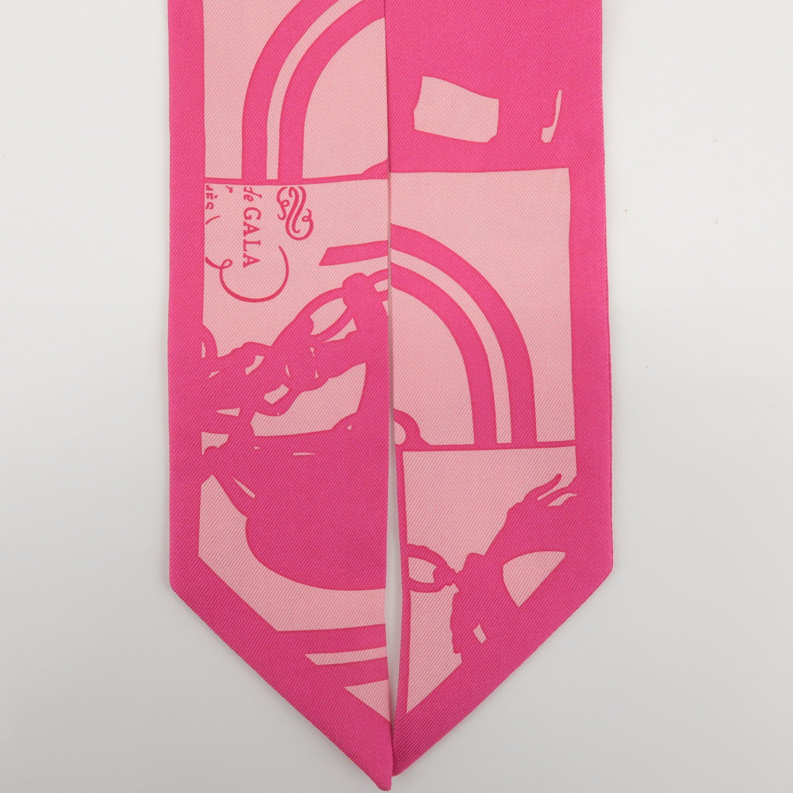 HERMES Twilly Silk 100% BRIDES de GALA Scarf Pink