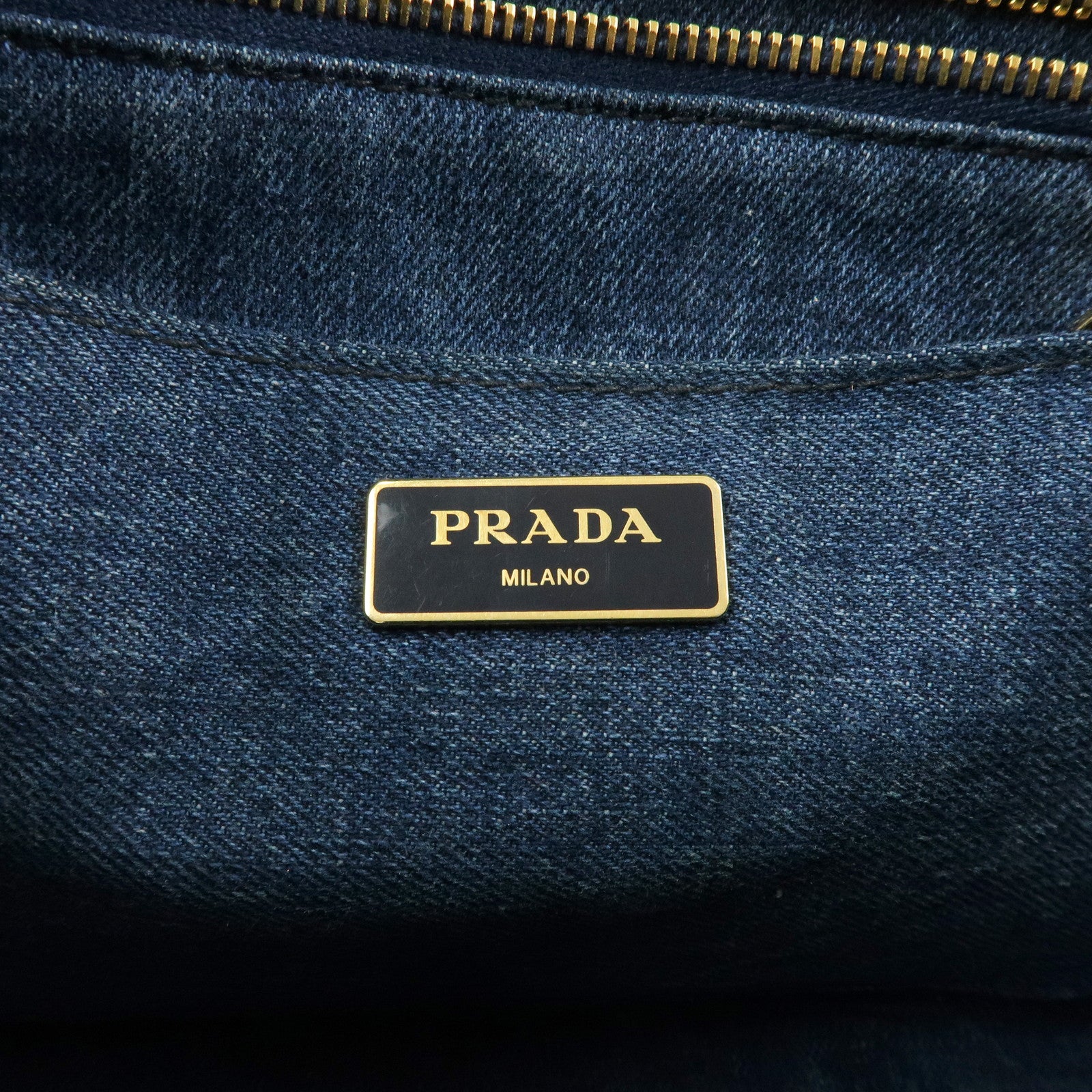 PRADA Triangle Logo Canapa Mini Denim 2Way Bag Hand Bag Blue 1BG439