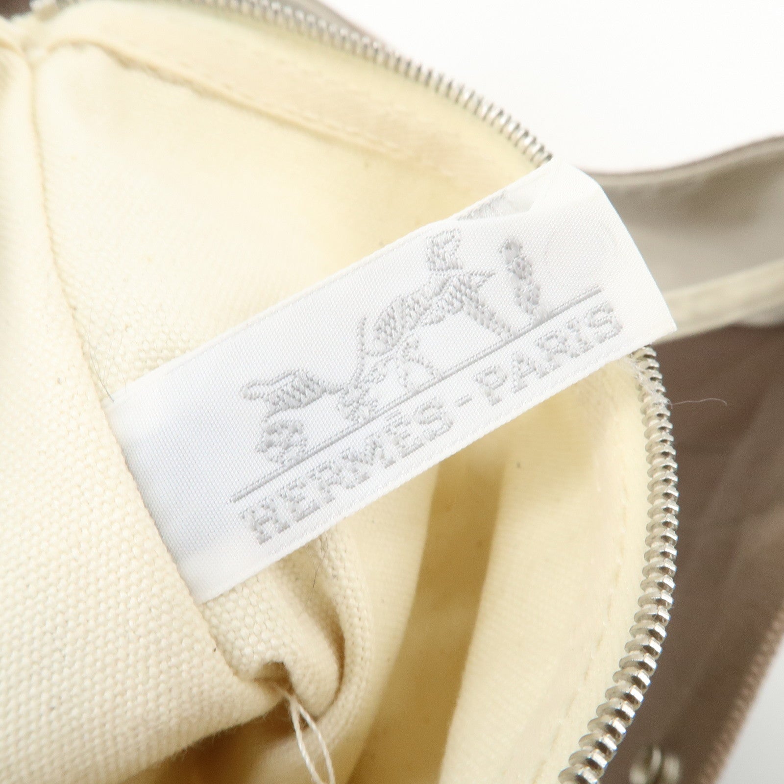 HERMES Cannes PM Canvas Tote Bag Hand Bag Beige