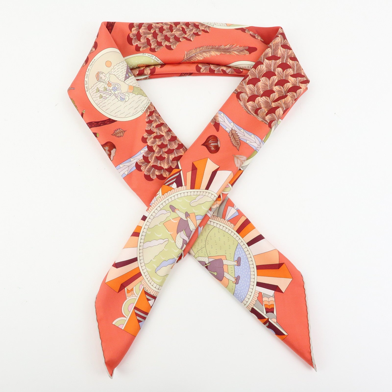 HERMES Carre 90 Silk 100% Scarf L' OMBRELLE MAGIQUE Umbrella Pink