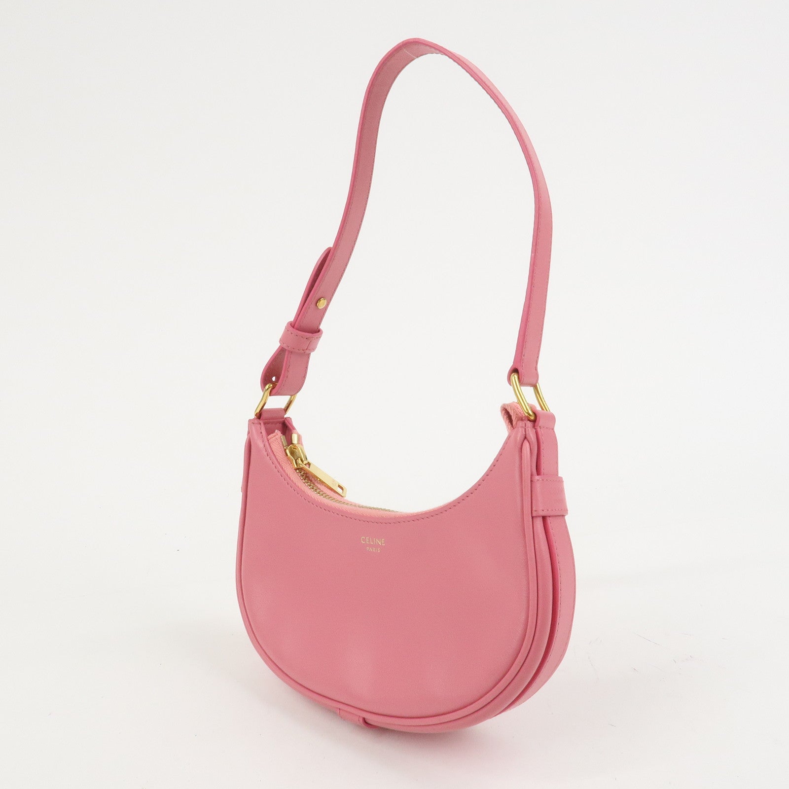 CELINE Ava Leather Hand Bag Hand Pouch Pink