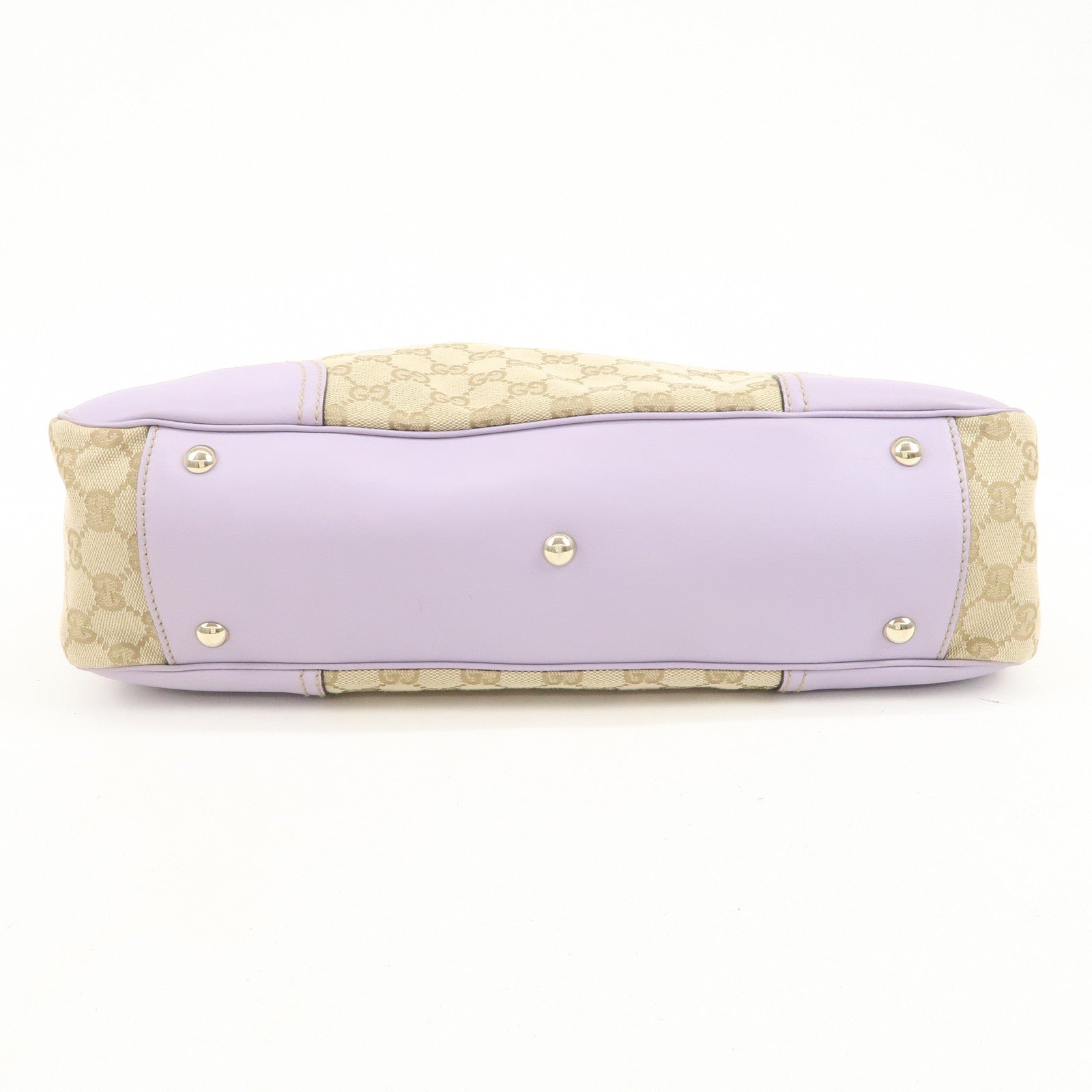 GUCCI Princy GG Canvas Leather Tote Bag Beige Light Purple 163805