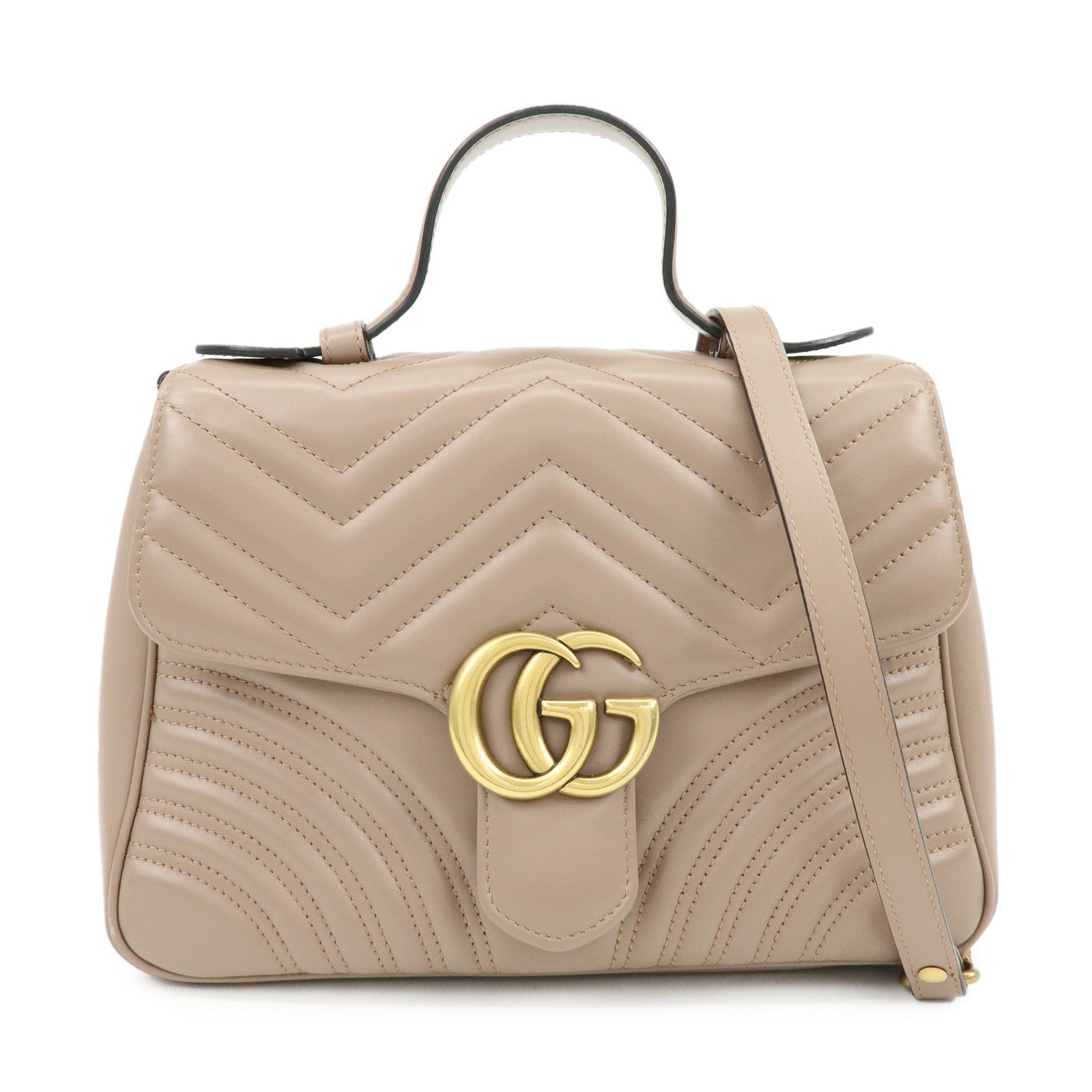 GUCCI GG Marmont 2Way Bag Hand Bag Shoulder Bag Beige 498110