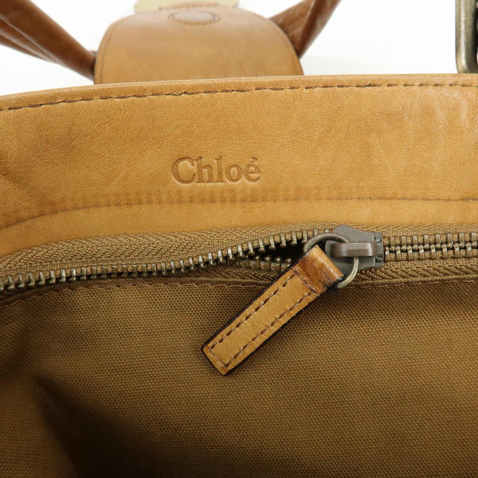 Chloe Maroquinerie Leather Tote Bag Shoulder Bag Hand Bag Brown