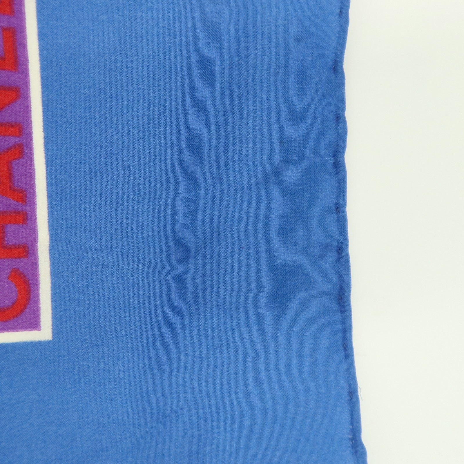 CHANEL COCO Mark Silk 100% Scarf Logo Print Blue Multicolor