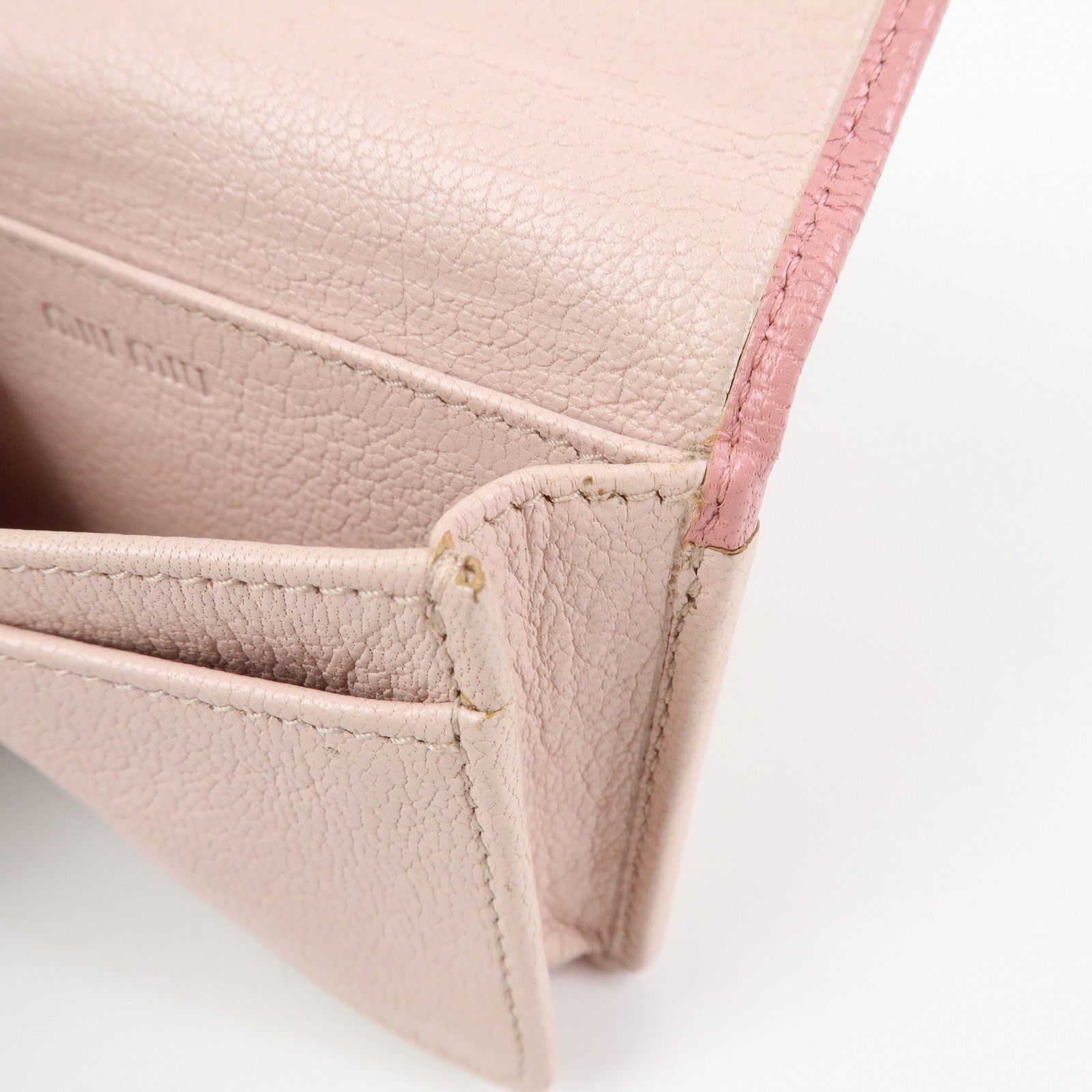 MIU MIU Ribbon Motif Madras Leather Card Case Card Holder 5M1122
