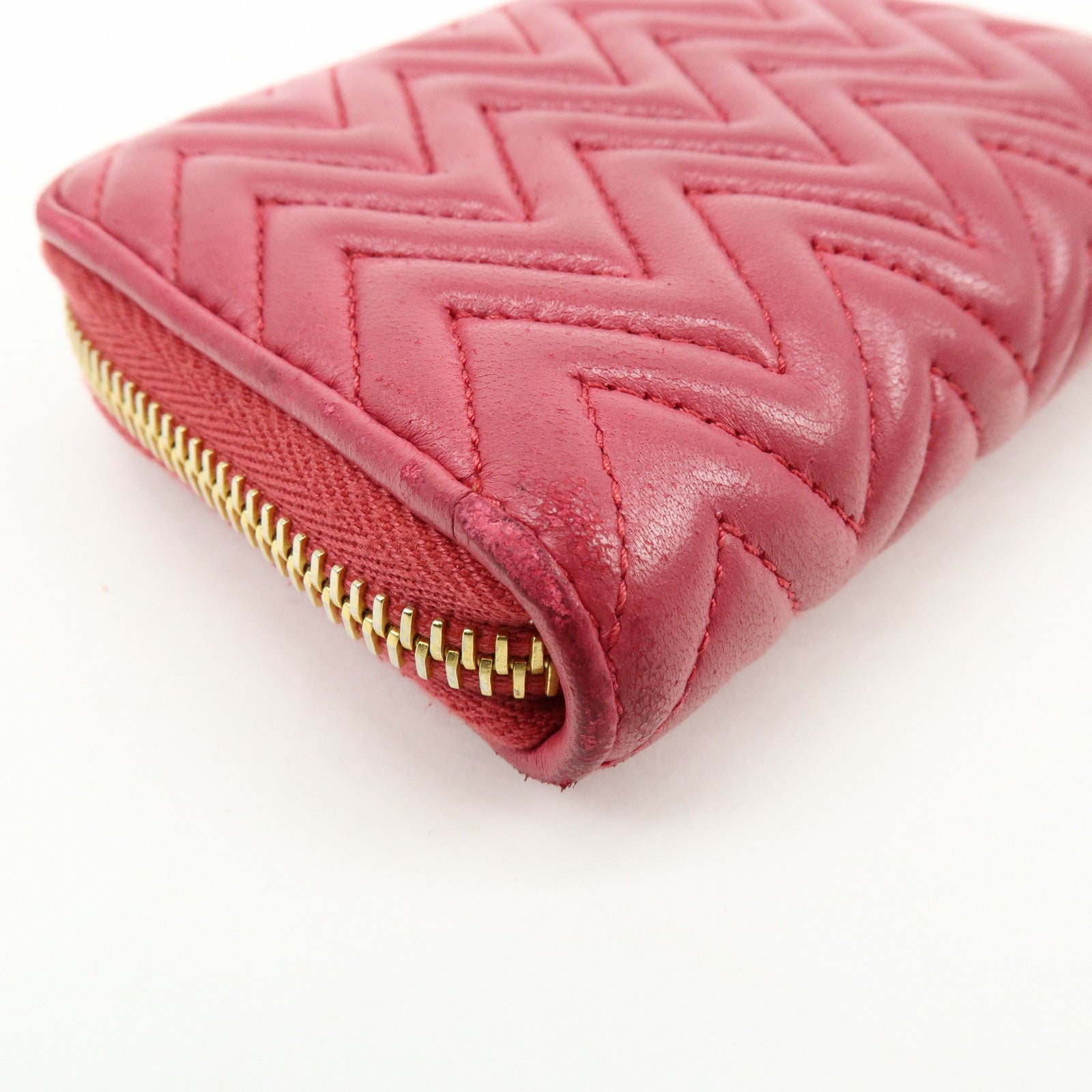 MIU MIU Logo Nappa Leather Coin Case Coin Purse Pink 5MM268