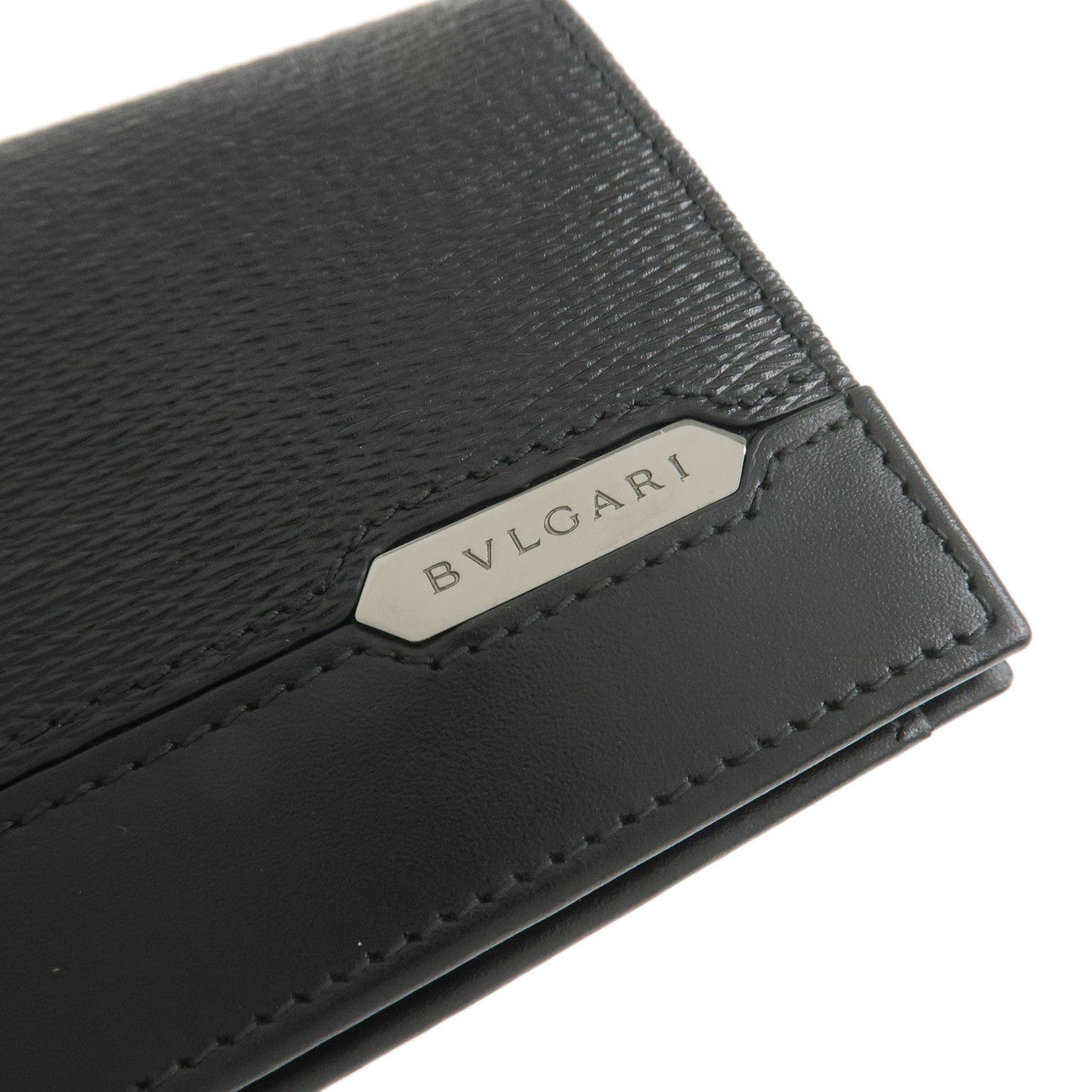 BVLGARI Leather Card Case Card Holder Black
