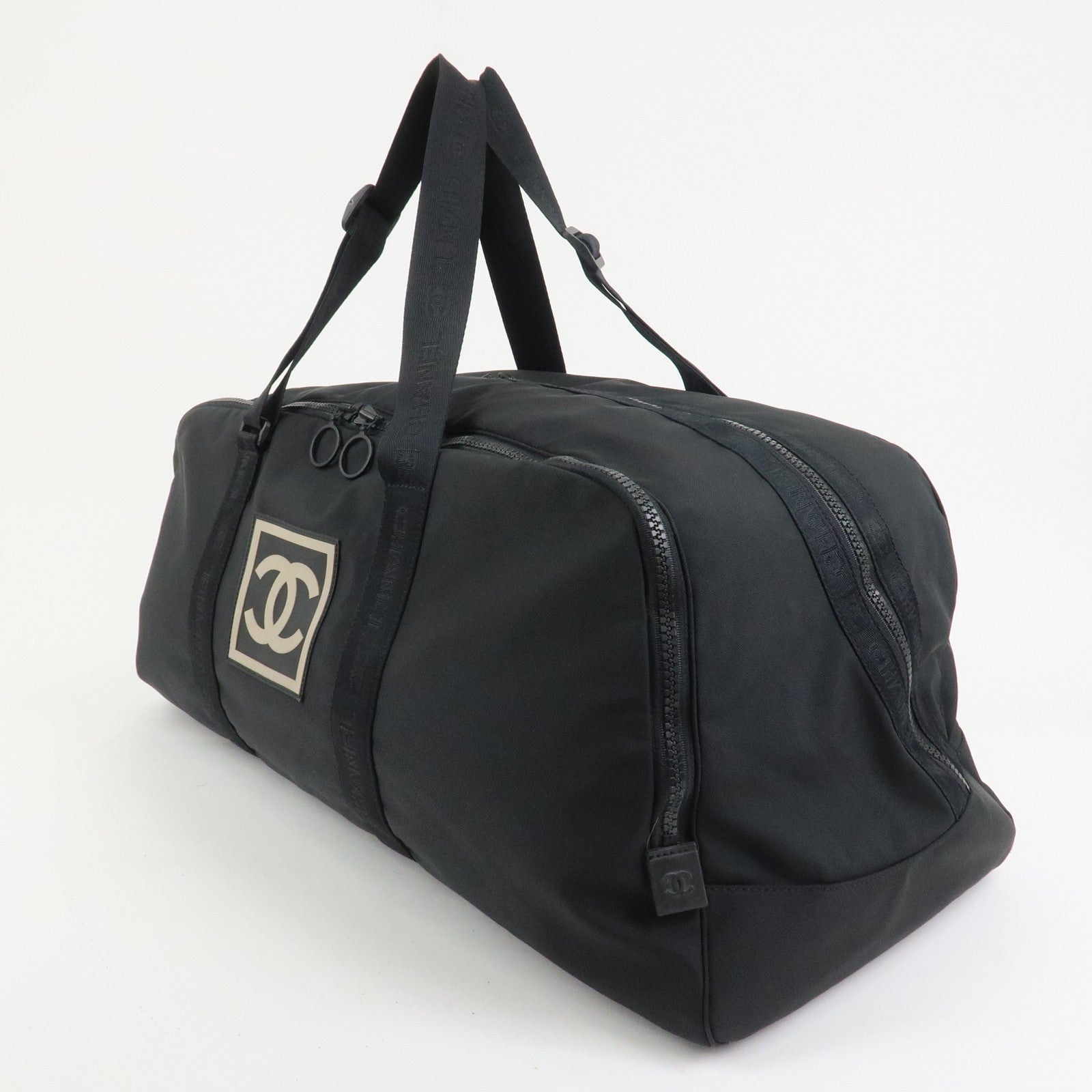 CHANEL Sport Line COCO Mark Nylon Boston Bag Shoulder Bag Black