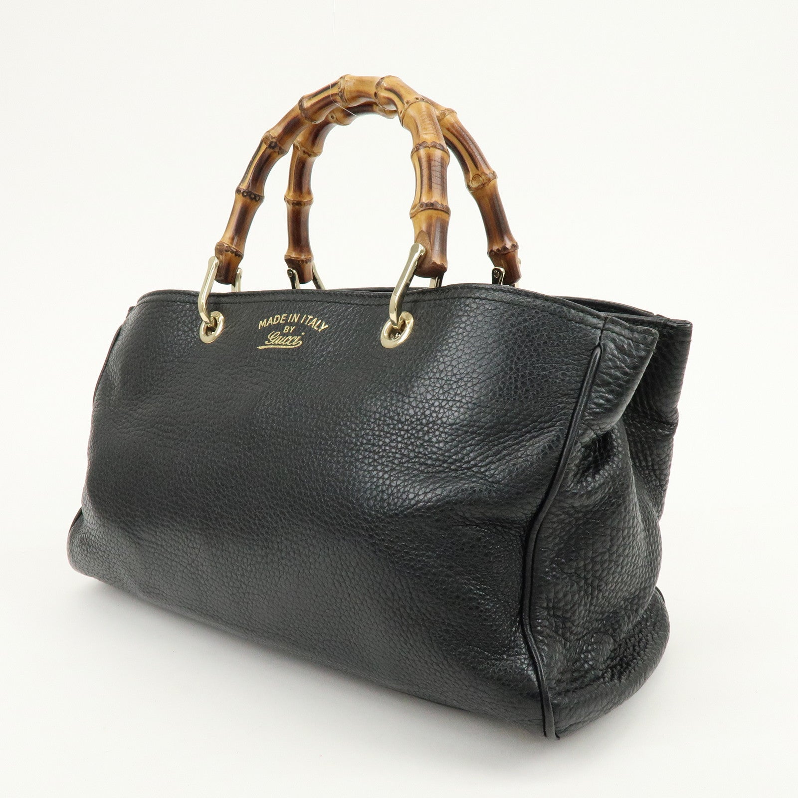 GUCCI Bamboo Leather Shopper Medium 2Way Bag Shoulder Bag 323660