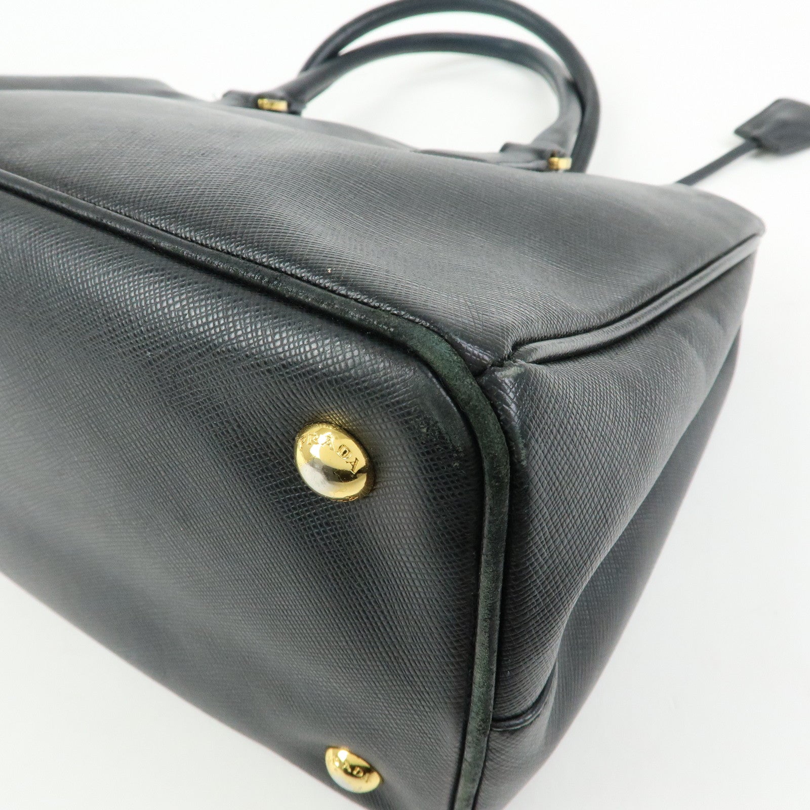 PRADA Triangle Logo Galleria Saffiano Leather 2Way Bag Black 1BA274
