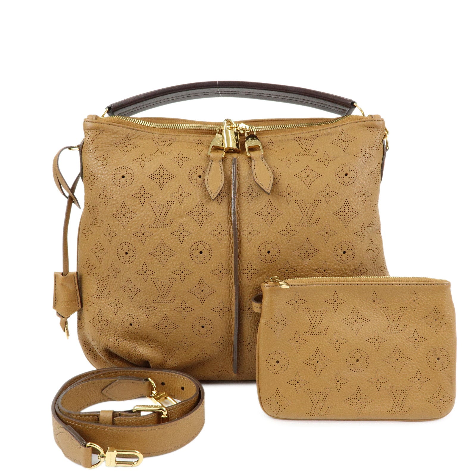 Louis Vuitton Monogram Mahina Selene MM Shoulder Bag Caramel M94214