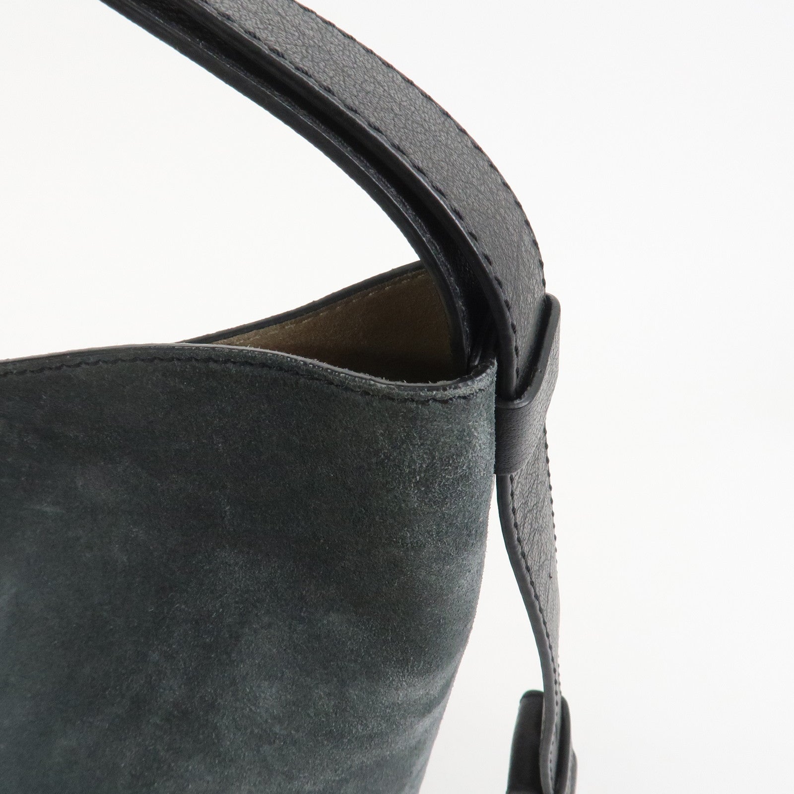 GIVENCHY Suede Leather Hand Bag Shoulder Bag Gray Bordeaux Black