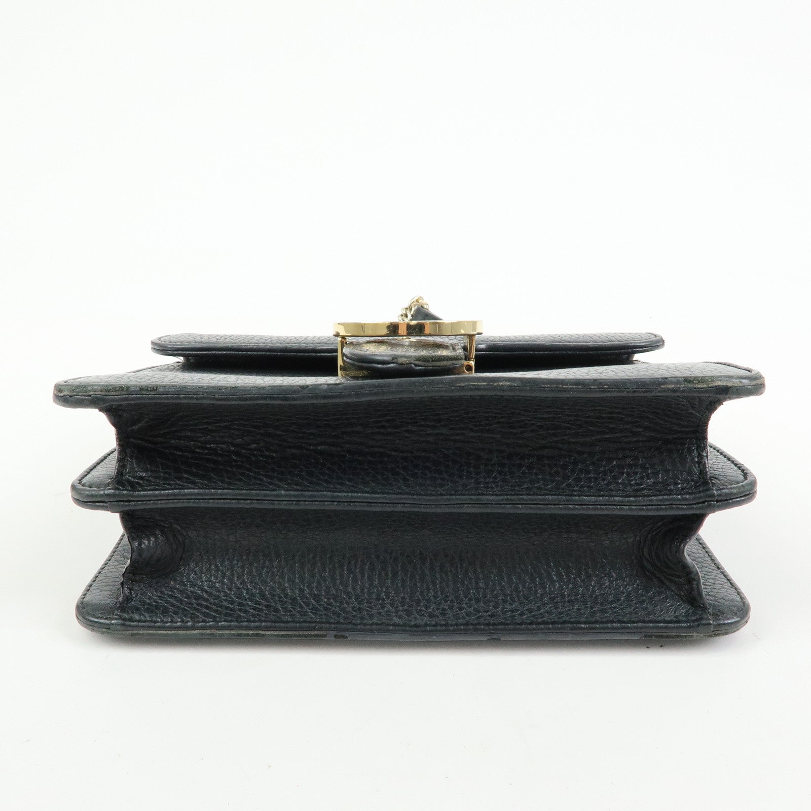 GUCCI Interlocking G Leather Chain Shoulder Bag Black 510304