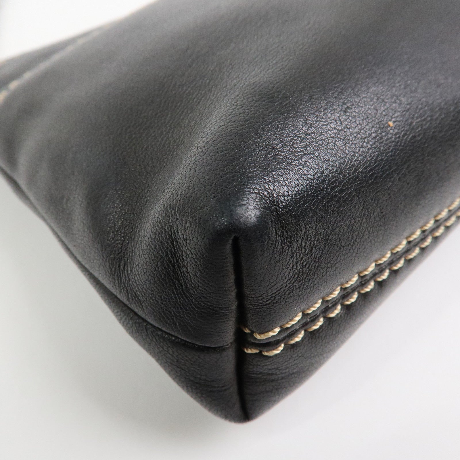 CHANEL Lambskin Chain Shoulder Bag Hand Bag Black Silver