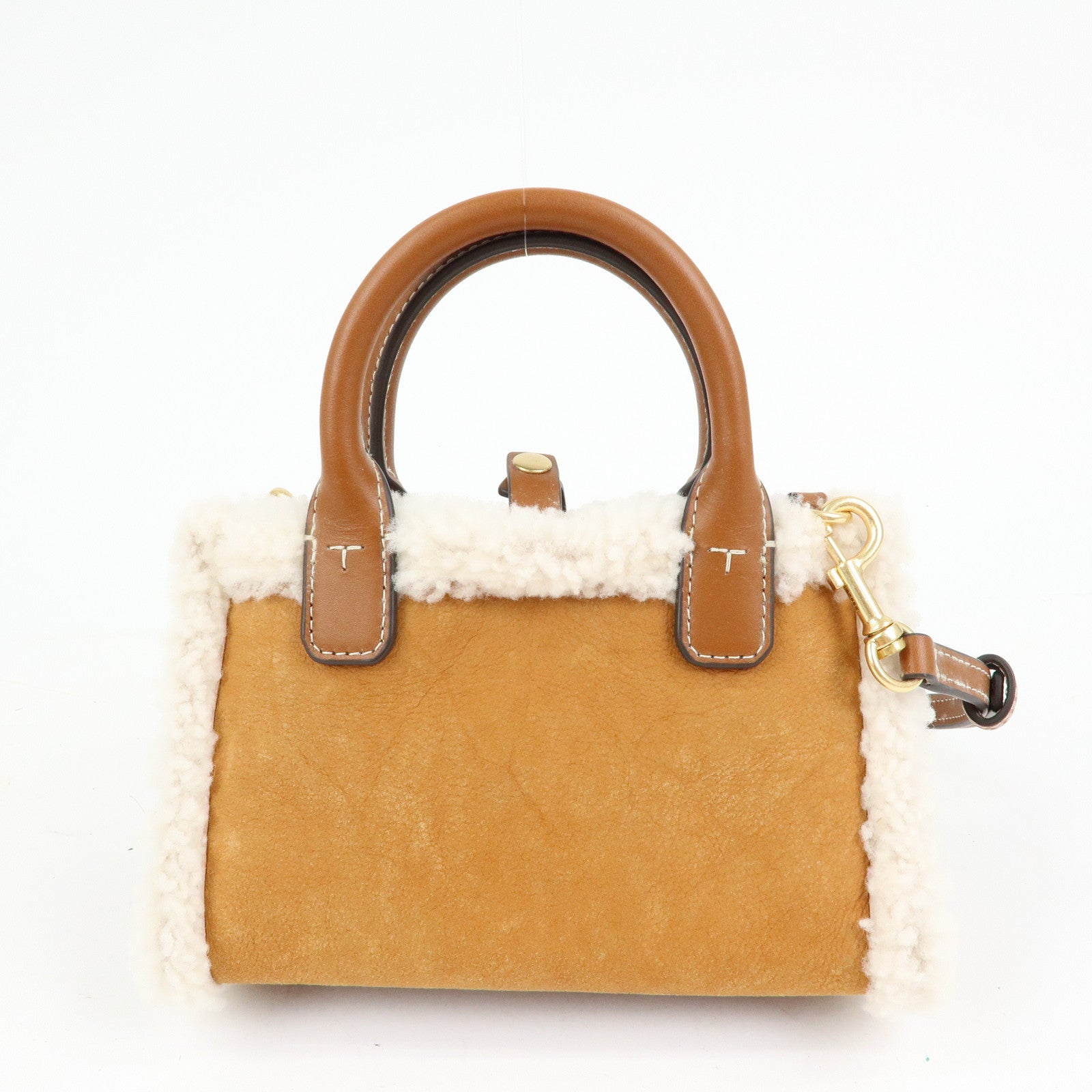 TORY BURCH Double T Ella Mouton Leather 2Way Hand Shoulder Bag